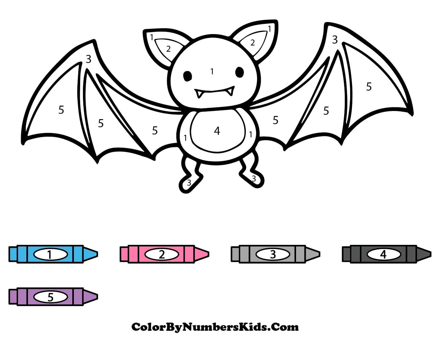 Happy Bat Color By Number