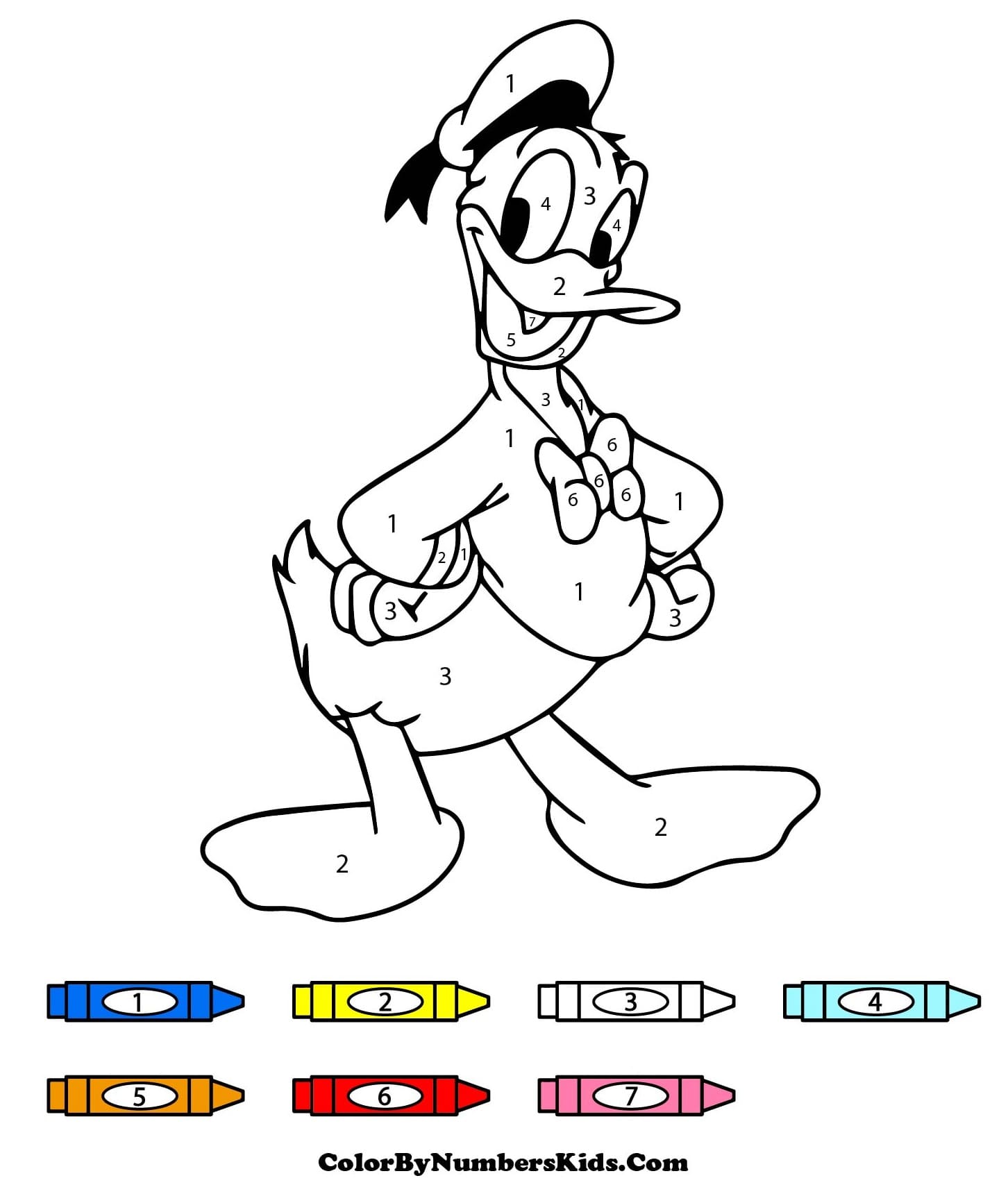 Happy Donald Duck Color By Number