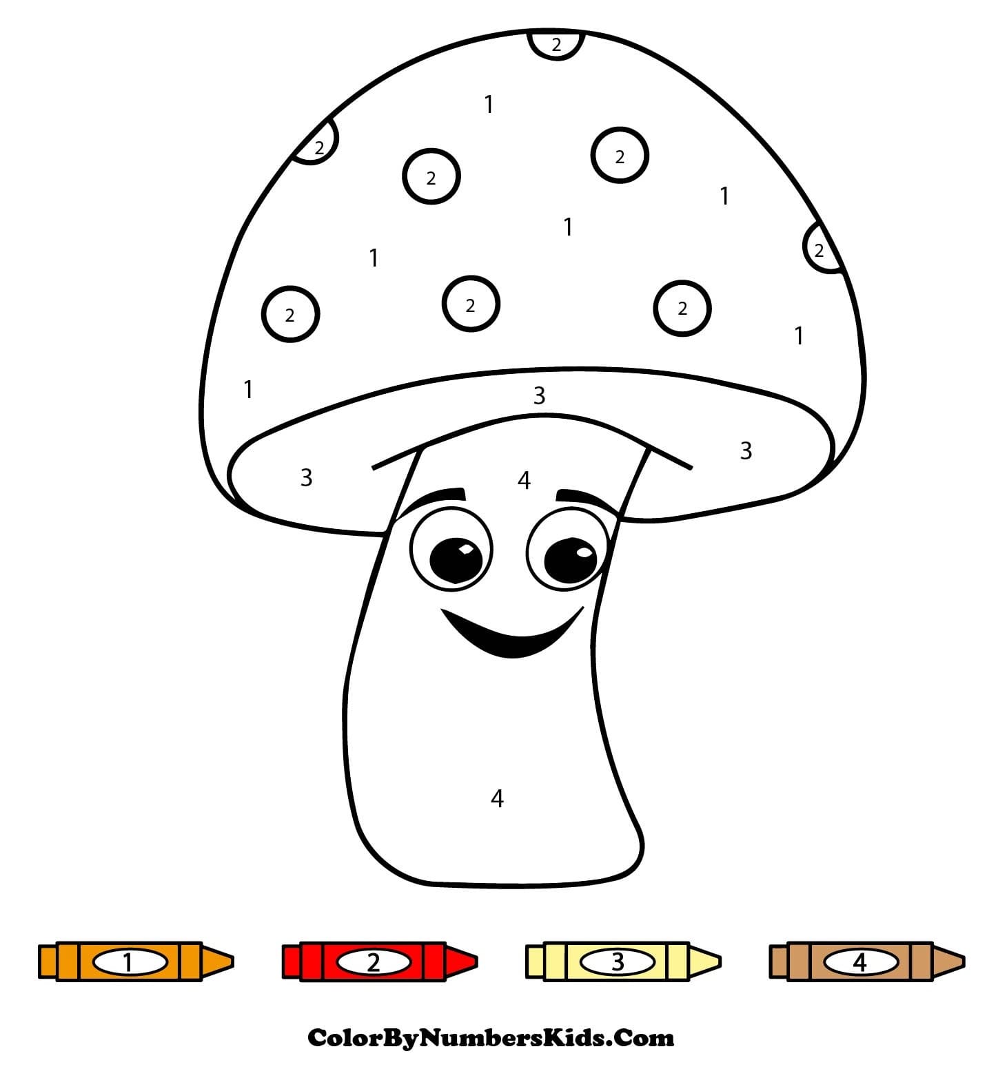 Happy Mushroom Color By Number