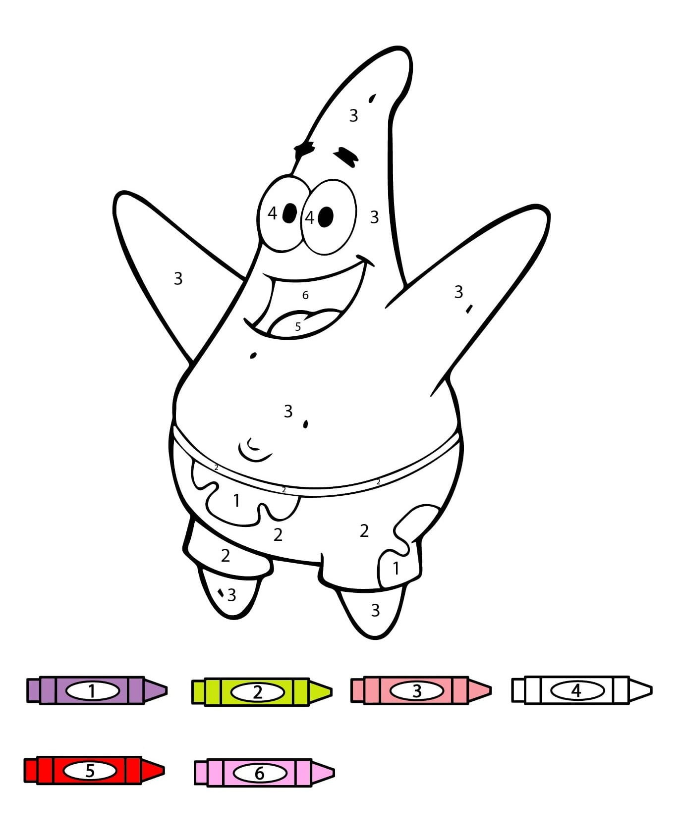 Happy Patrick Star Color by Number