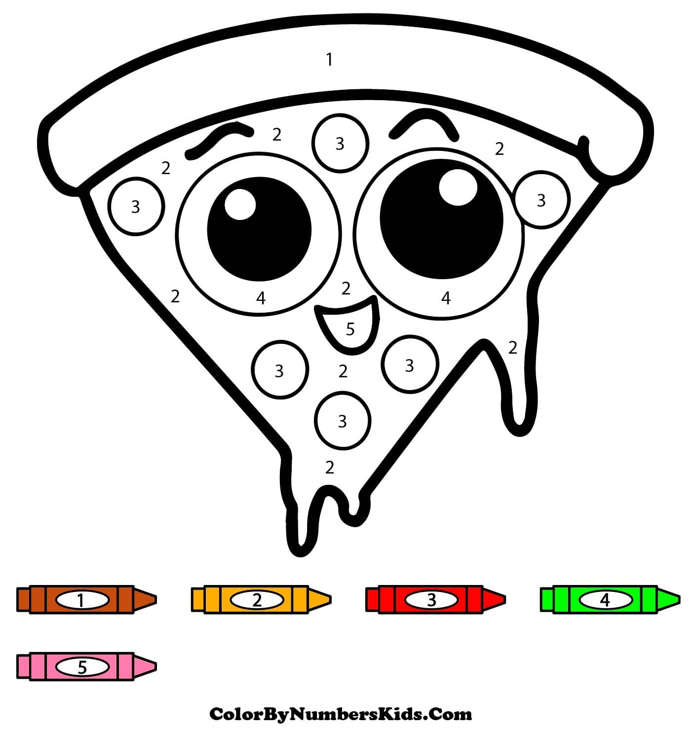 Happy Pizza Color By Number