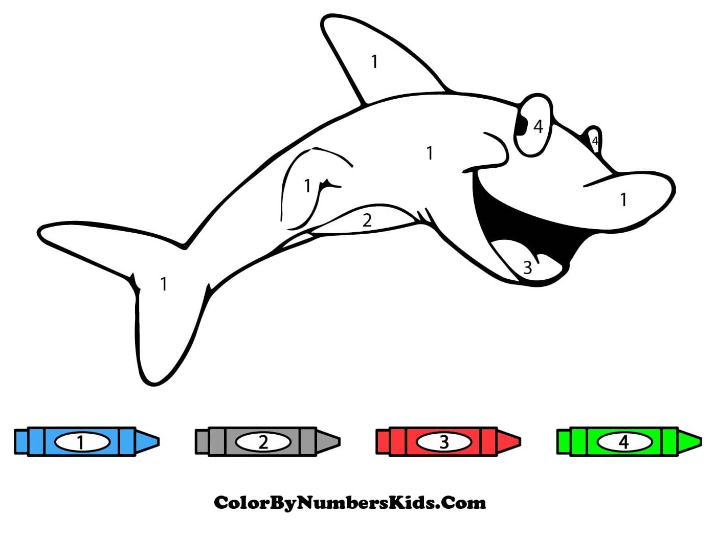 Happy Shark Color By Number