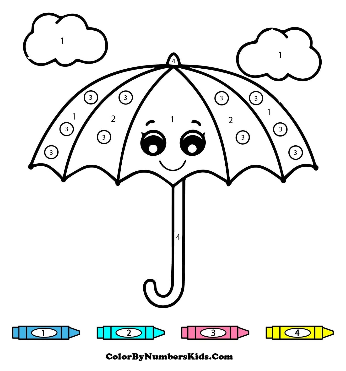 Happy Umbrella Color By Number