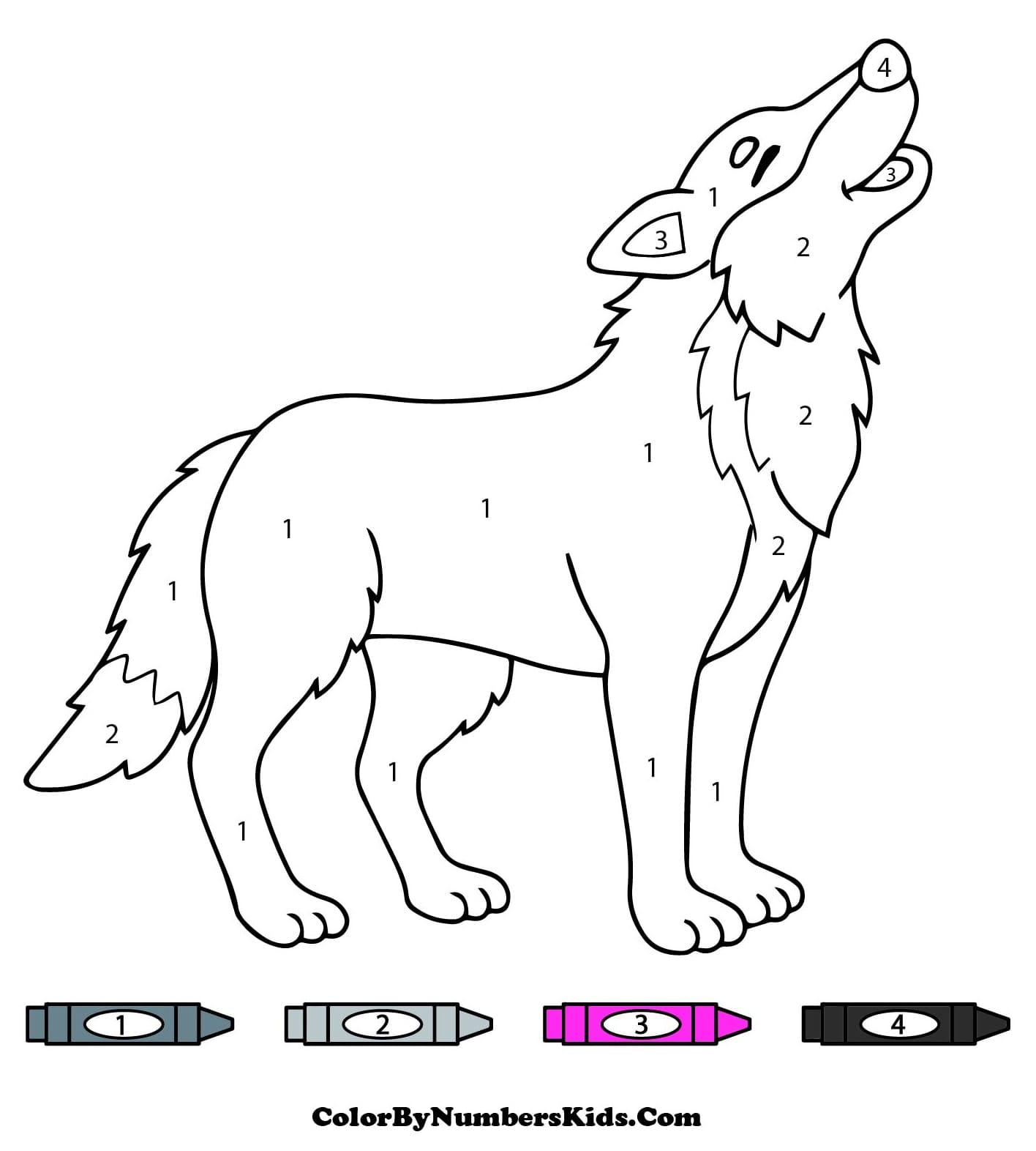 Happy Wolf Color by Number