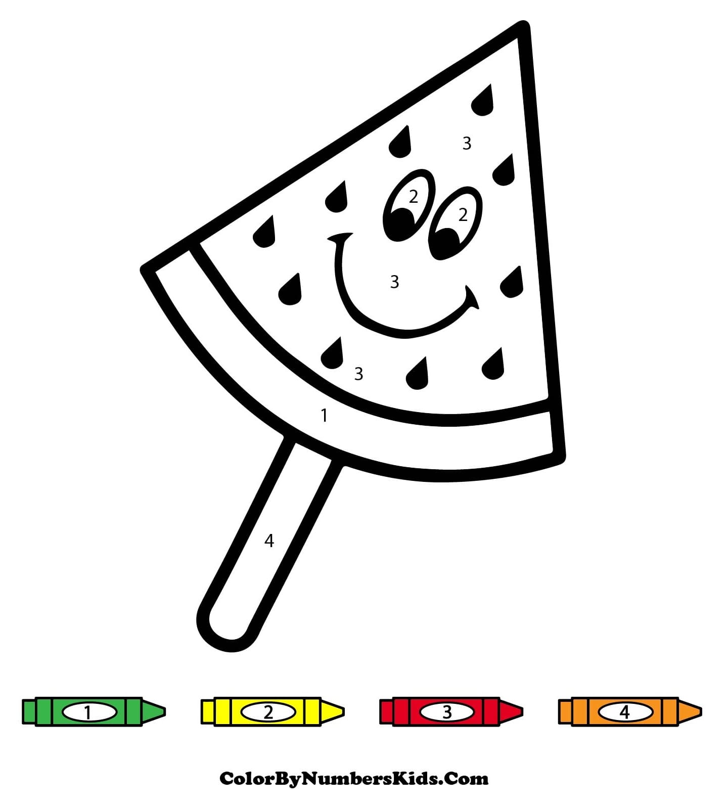 Ice Cream Watermelon Color By Number