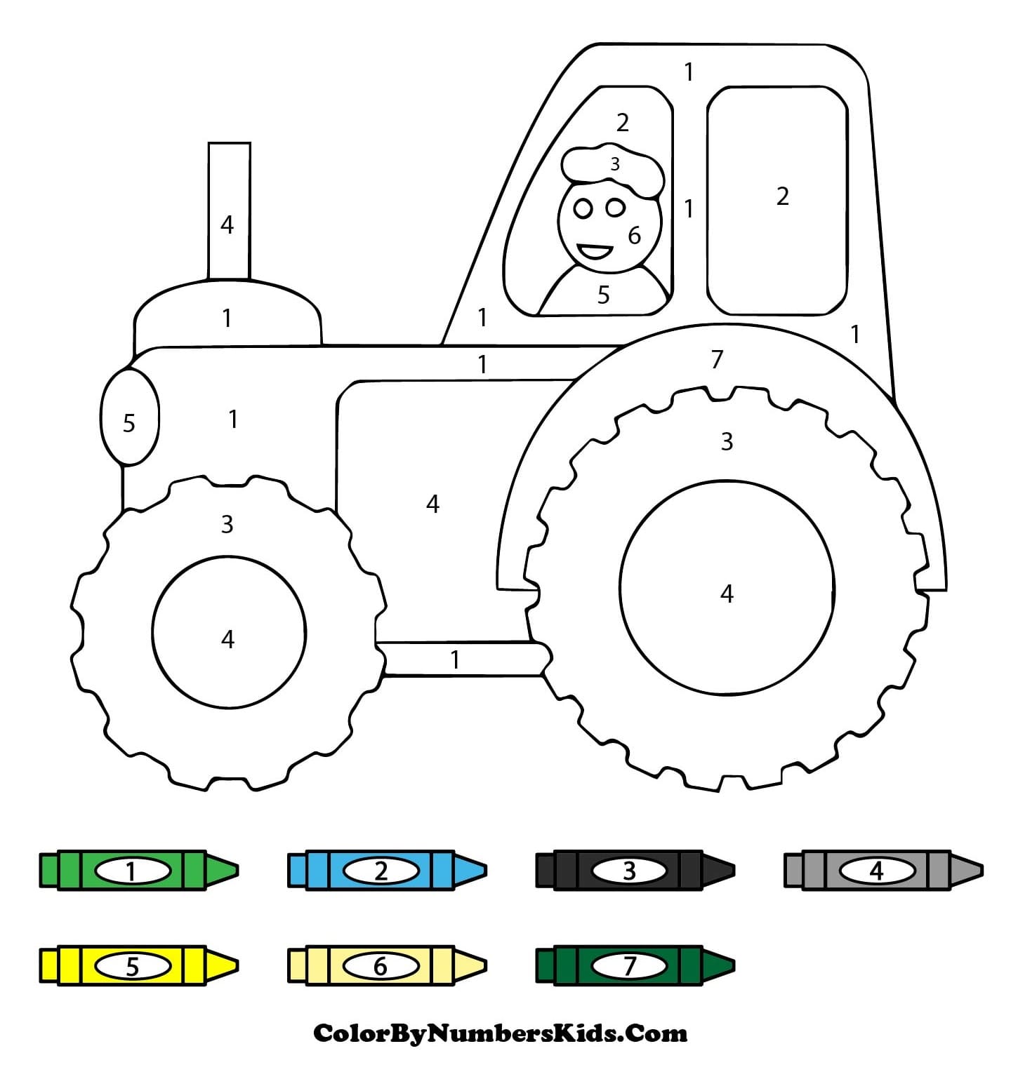 In Tractor Color By Number