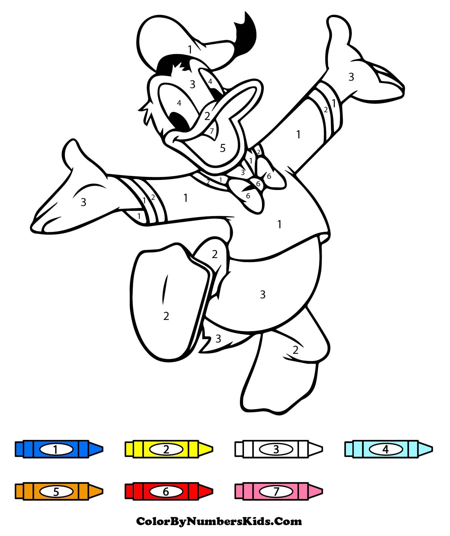 Joyful Donald Duck Color By Number