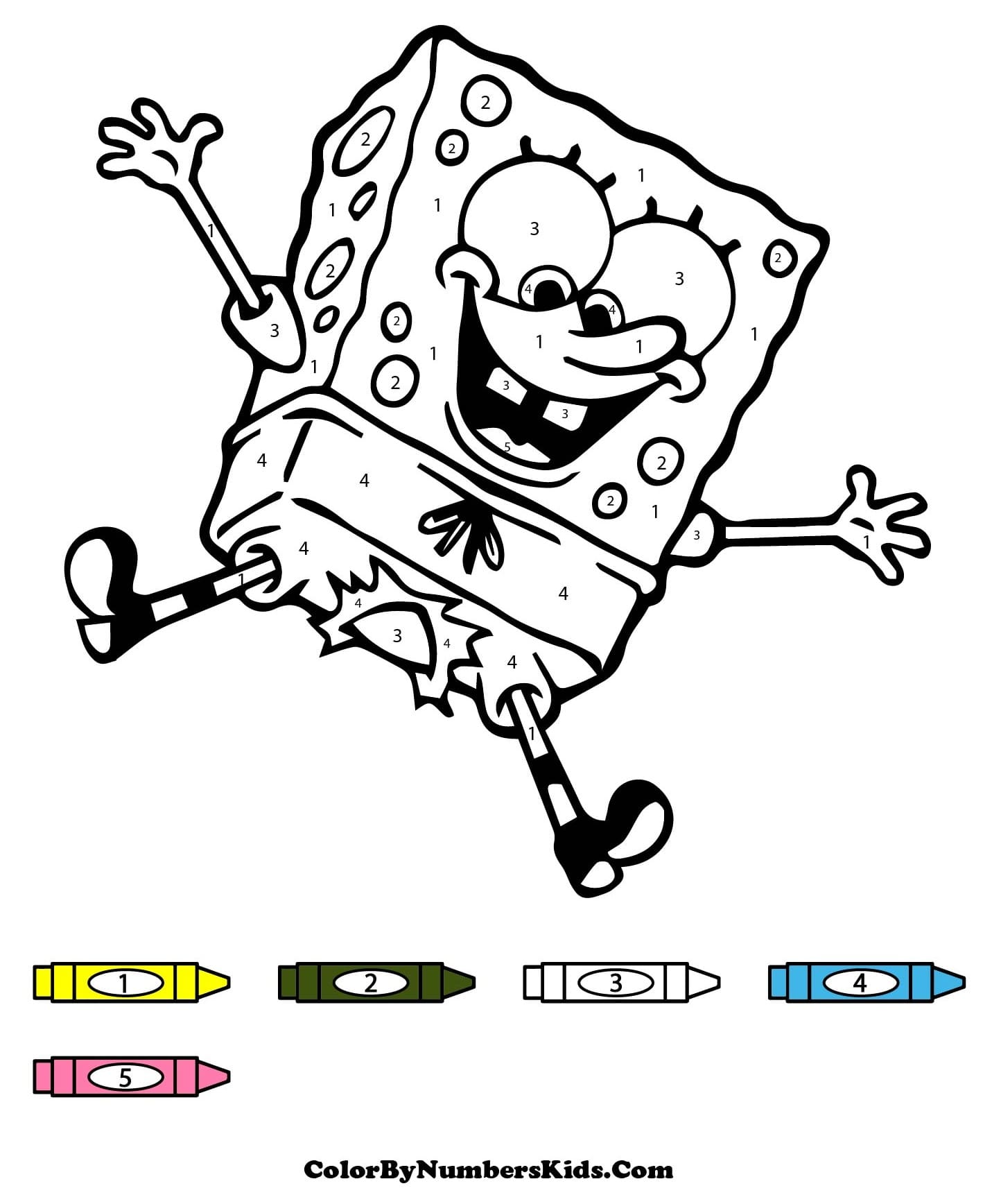 Joyful Spongebob Color by Number