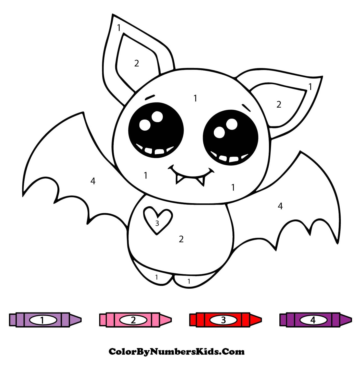 Kawaii Bat Color By Number