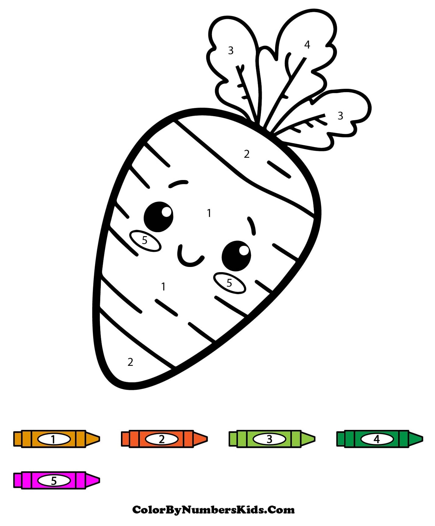 Kawaii Carrot Color By Number