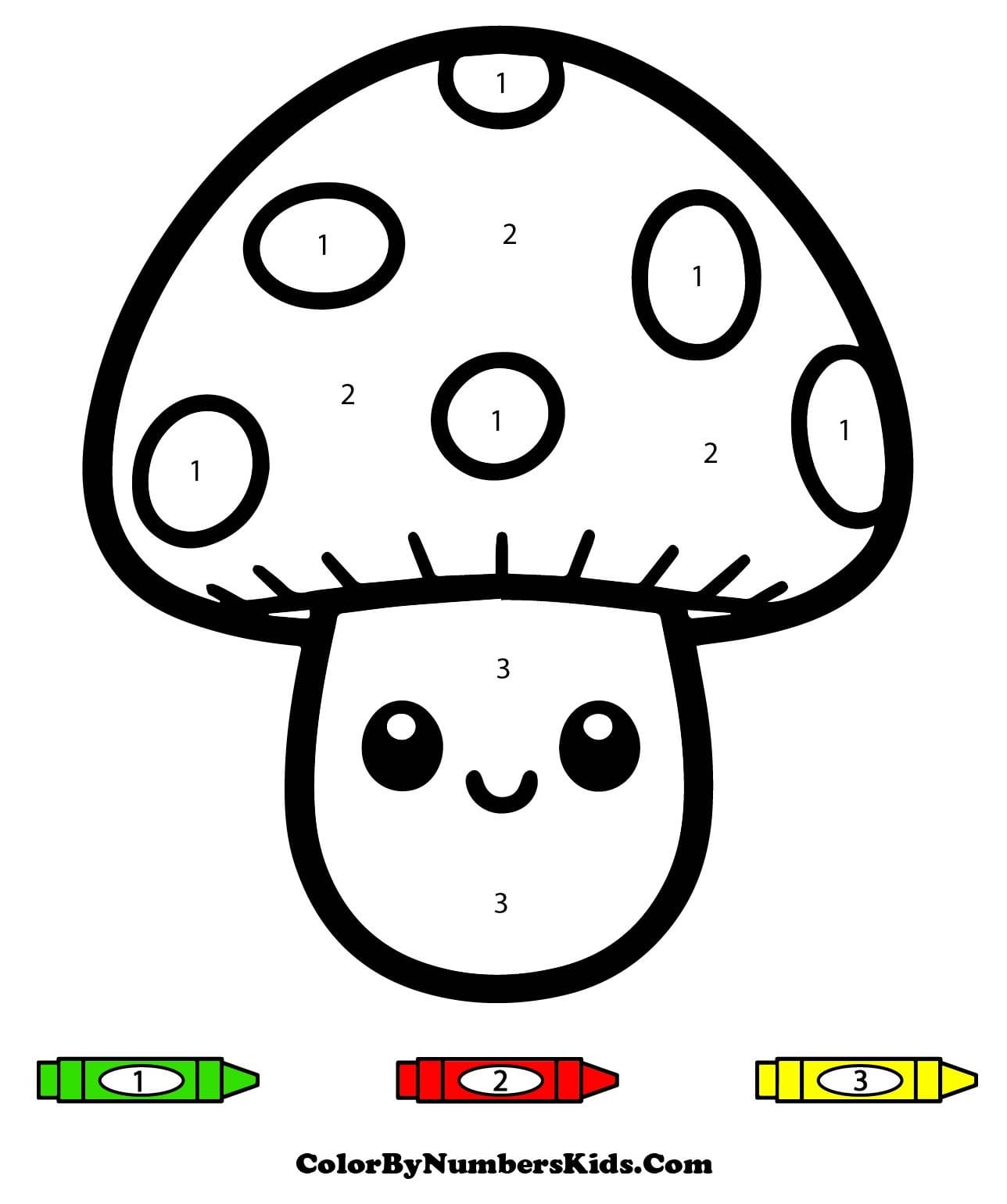 Kawaii Mushroom Color By Number