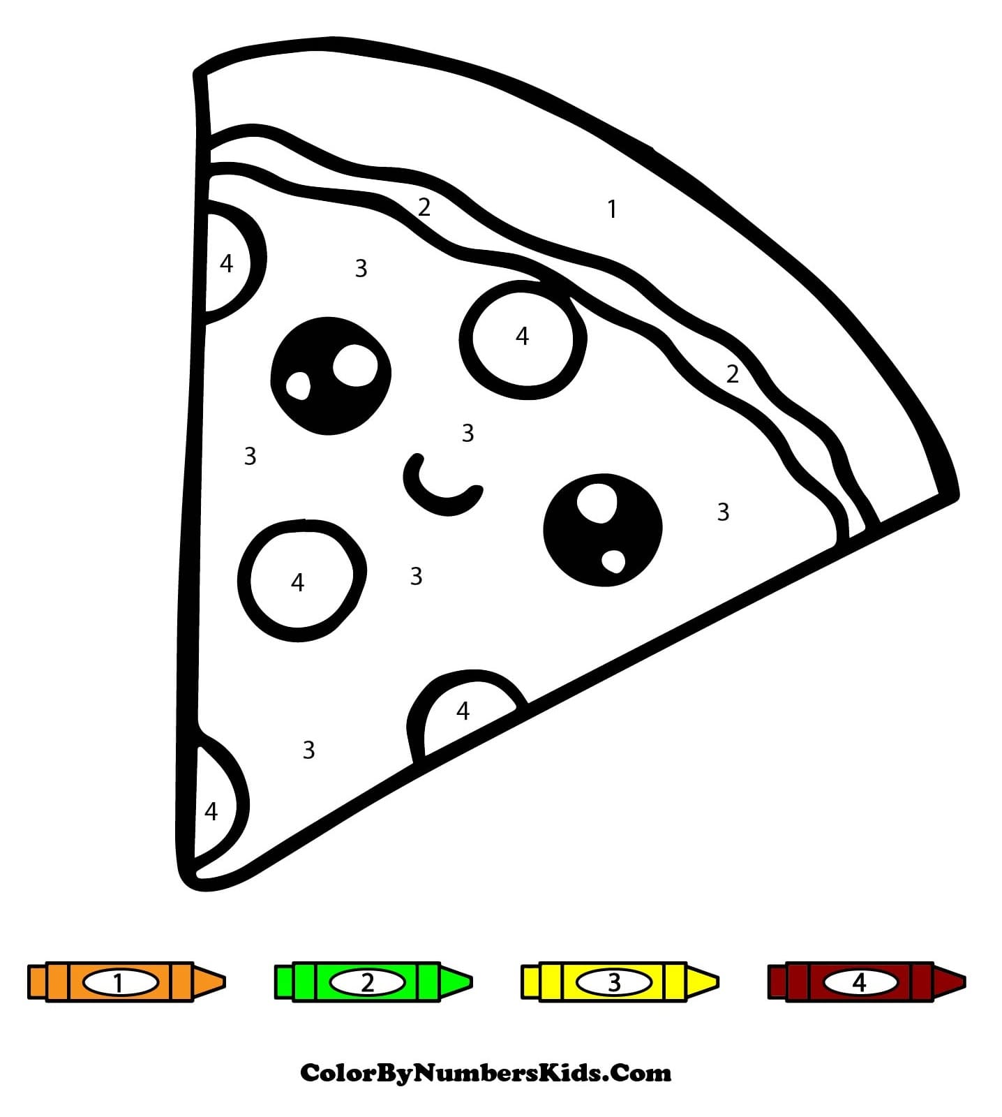 Kawaii Pizza Color By Number