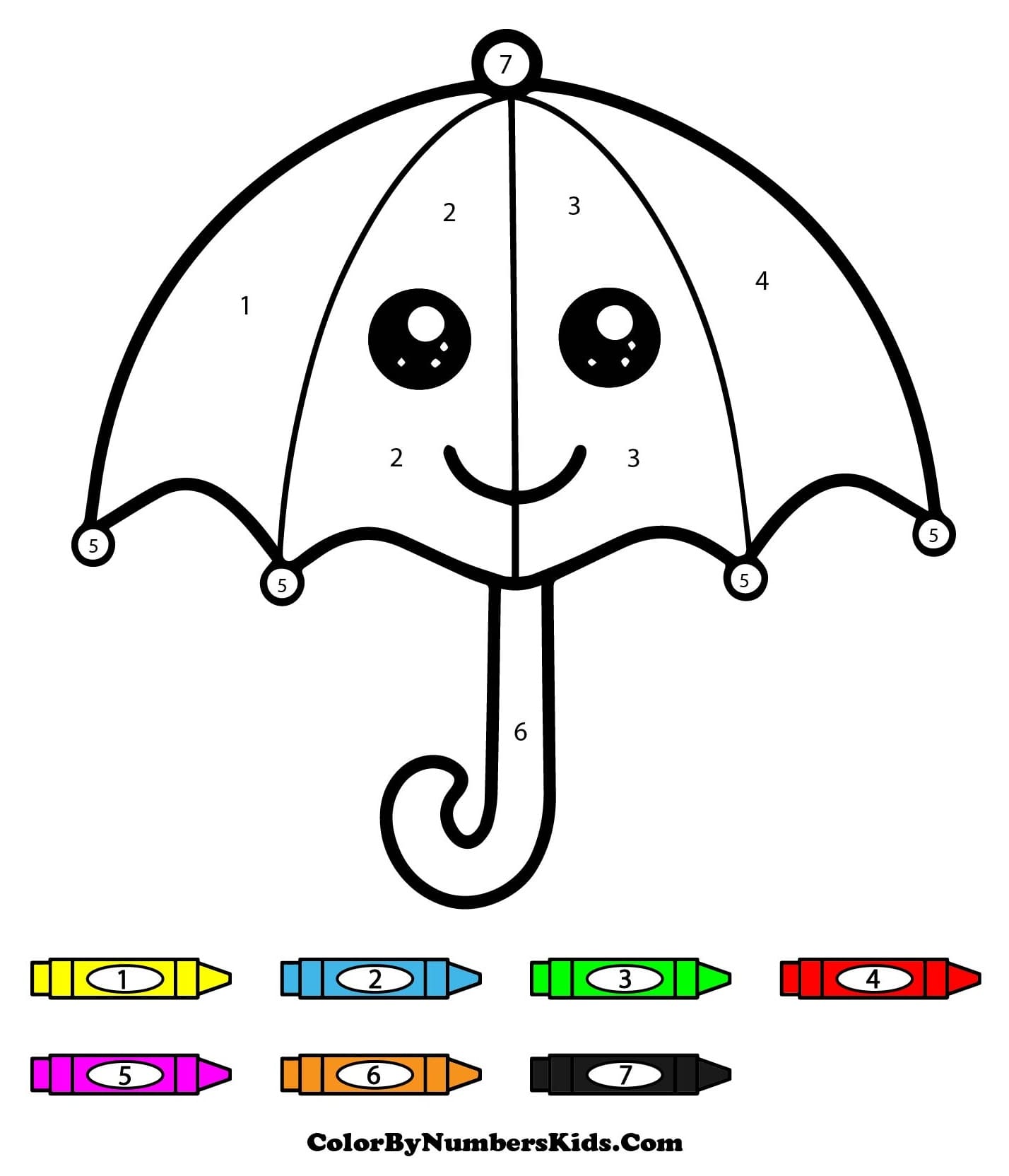 Kawaii Umbrella Color By Number