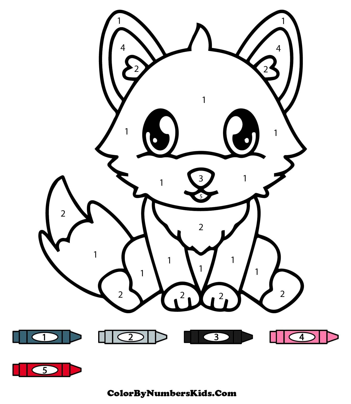 Kawaii Wolf Color by Number