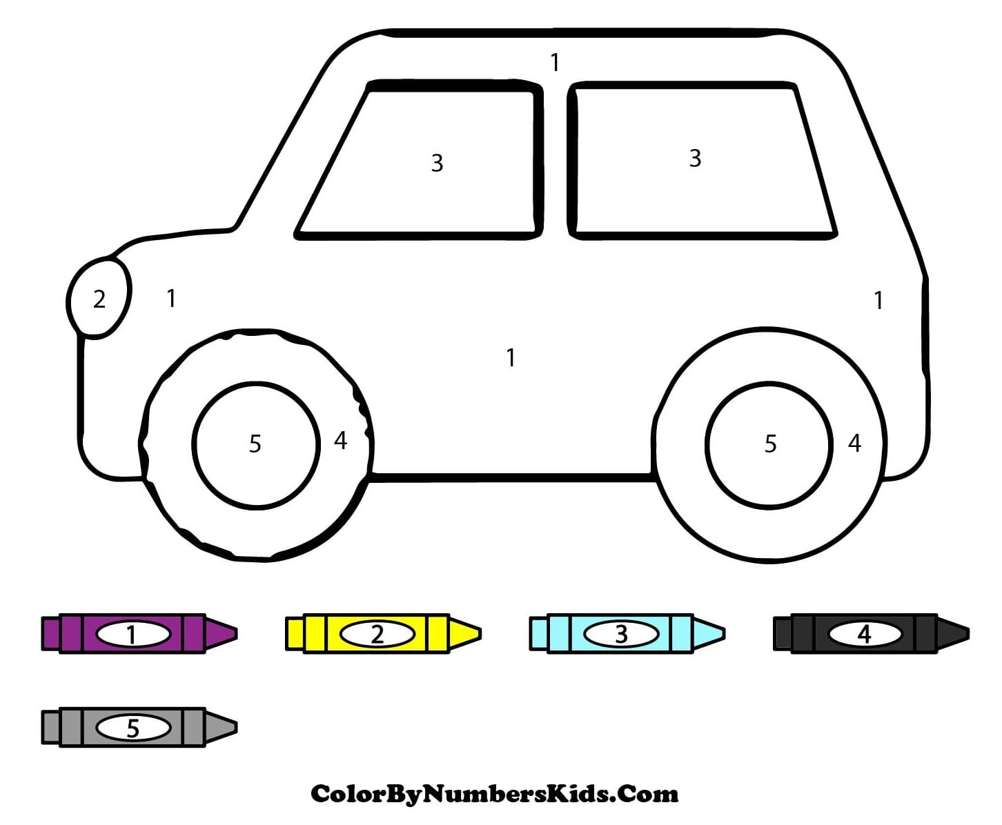 Kid Car Color By Number