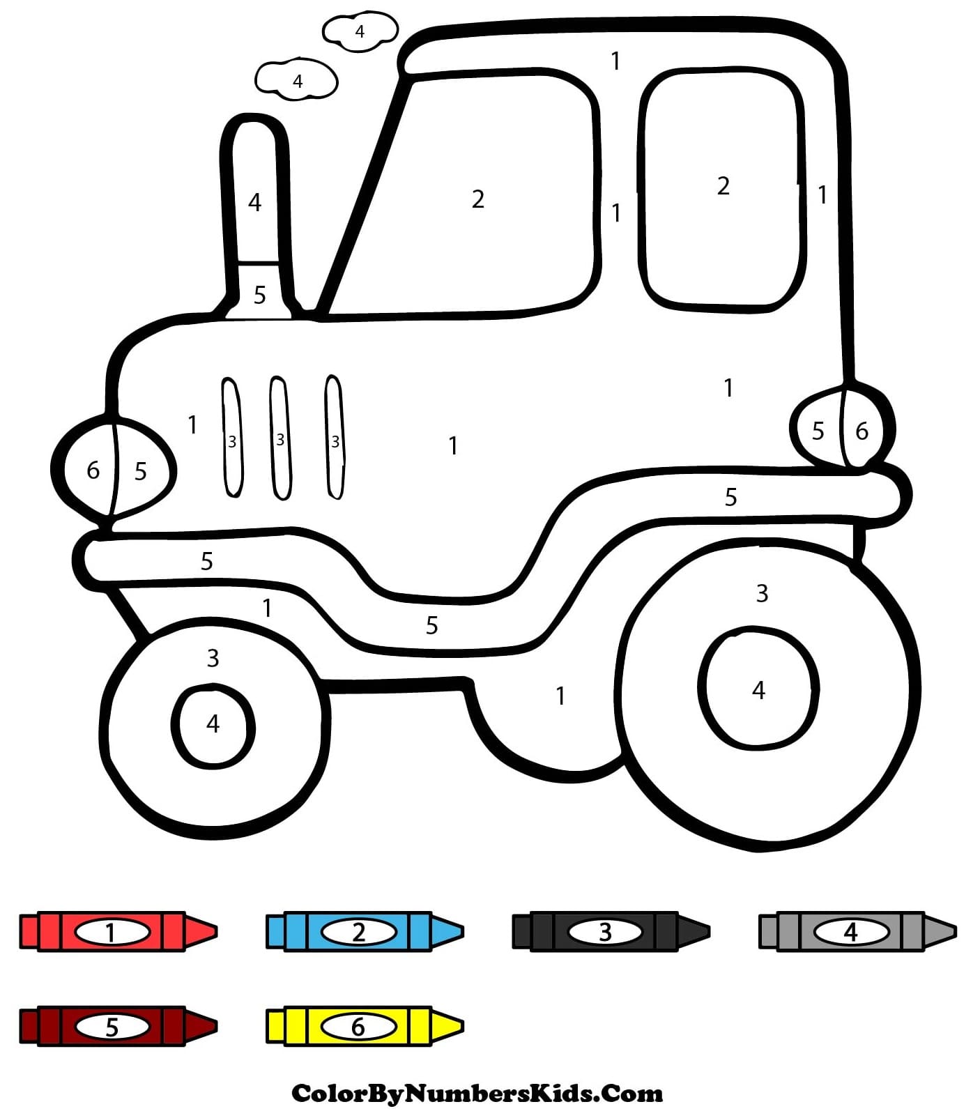 Kid Tractor Color By Number