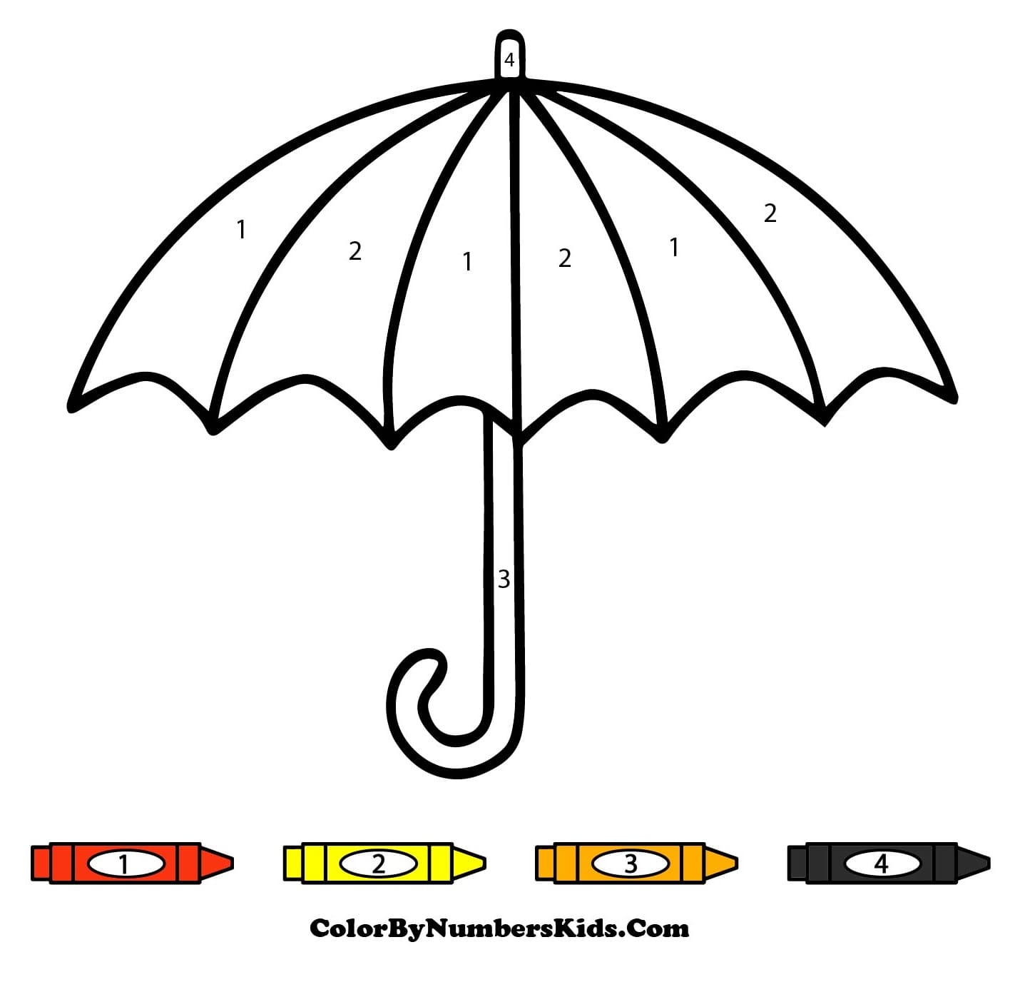 Kid Umbrella Color By Number
