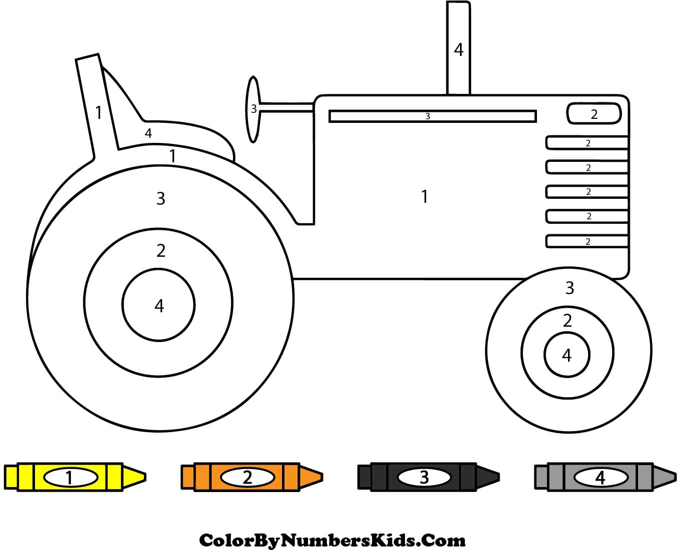 Kids Tractor Color By Number