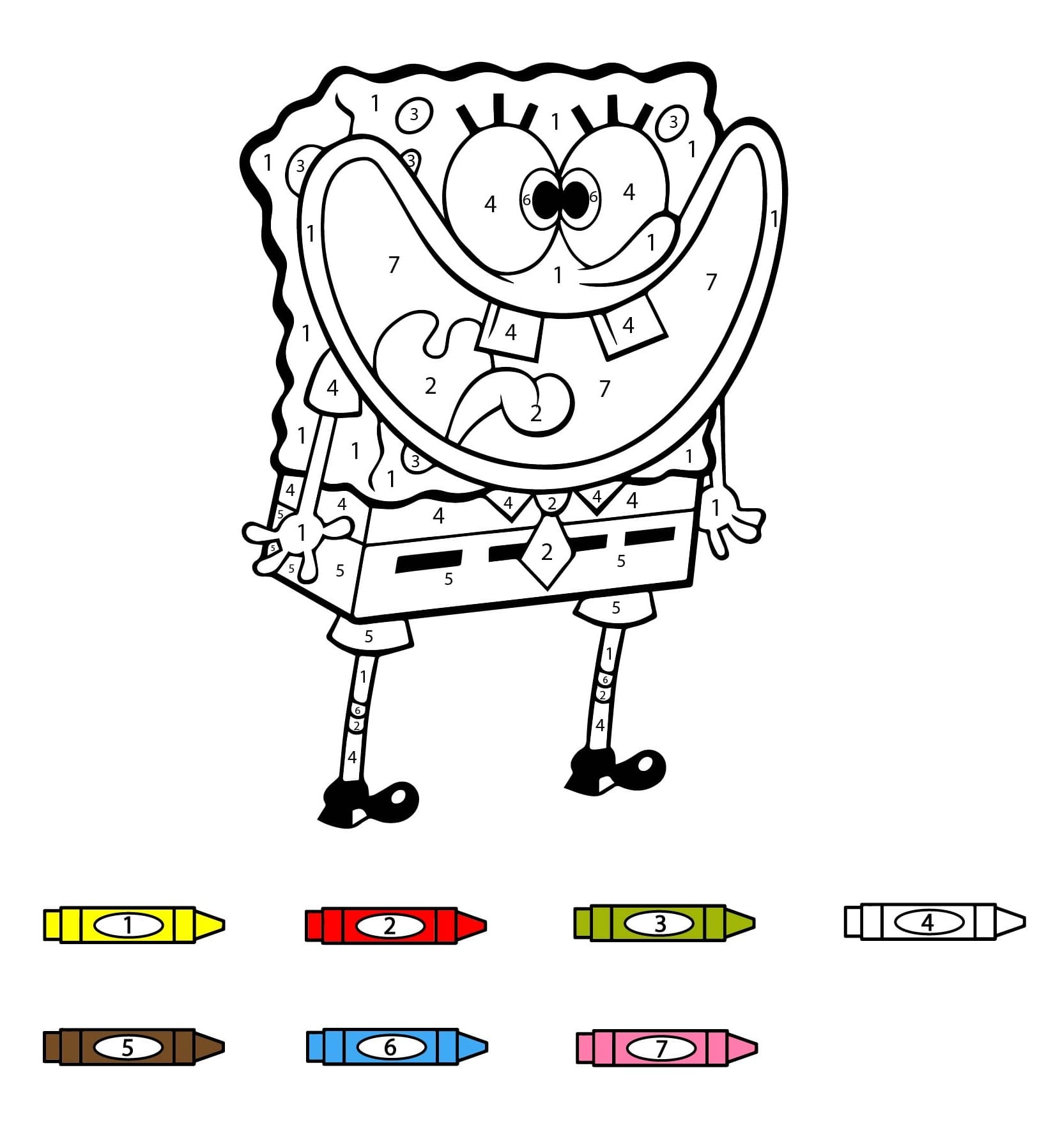 Laughing Spongebob Color by Number