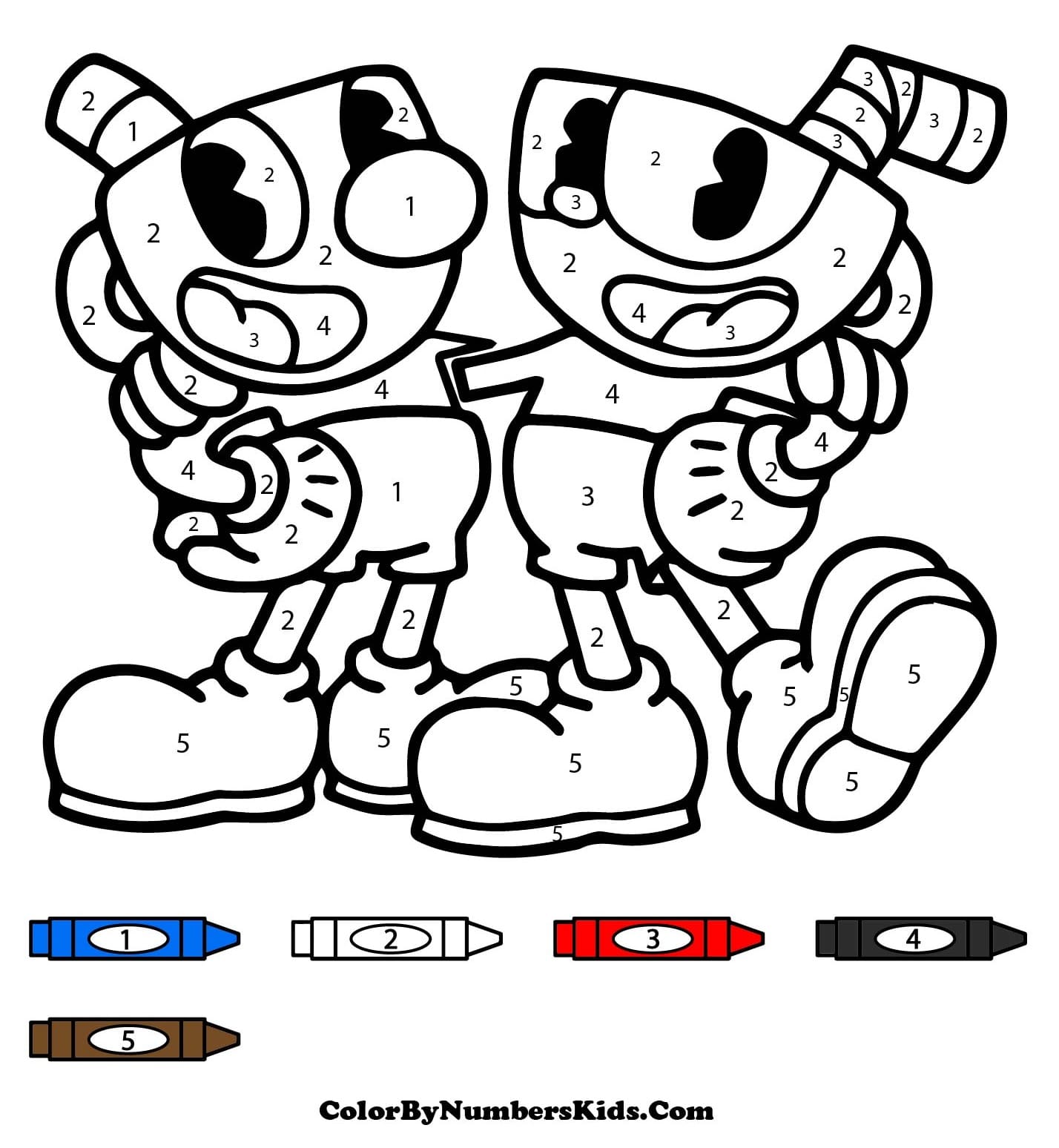 Mugman and Cuphead Color By Number