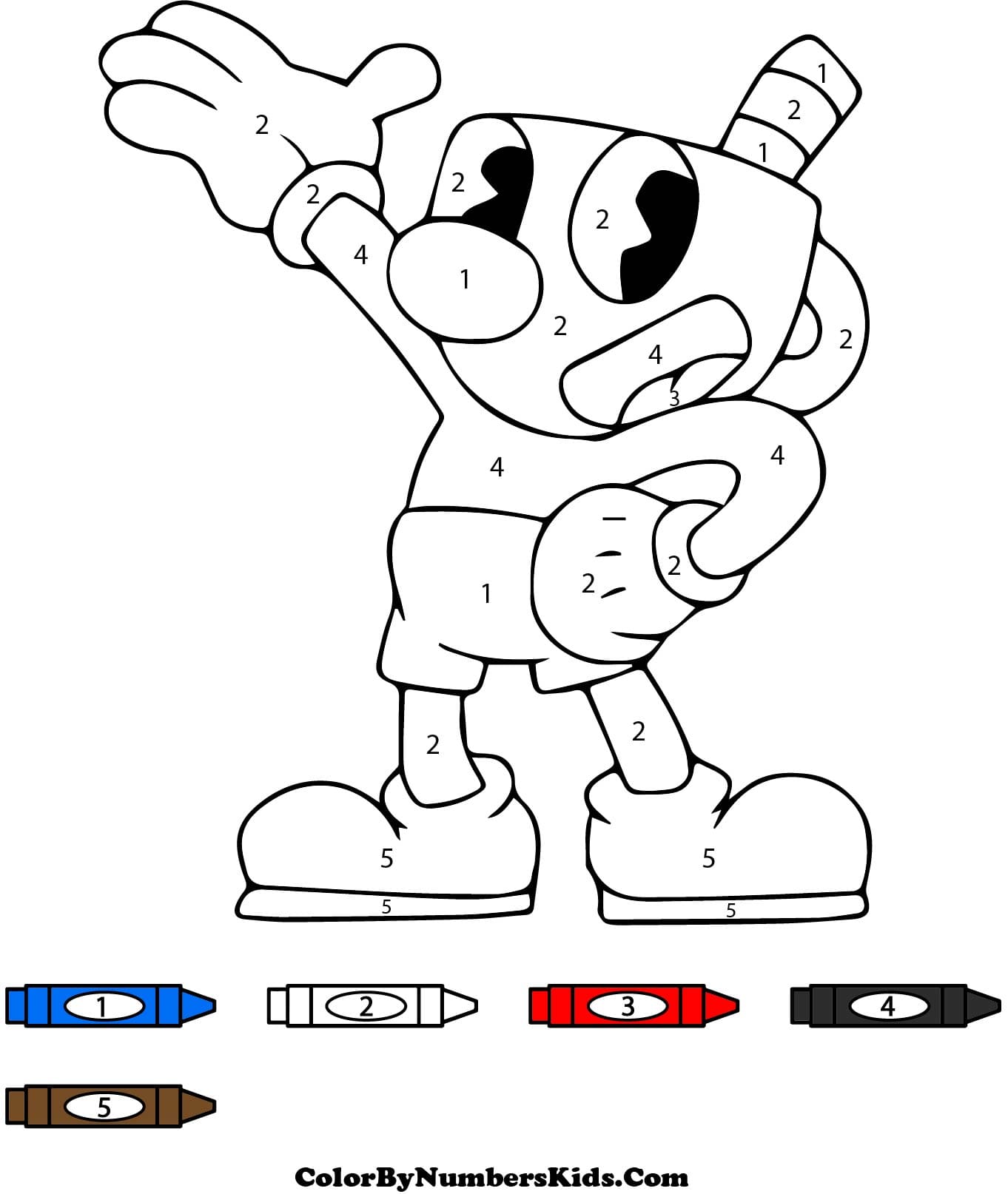 Mugman Cuphead Color By Number