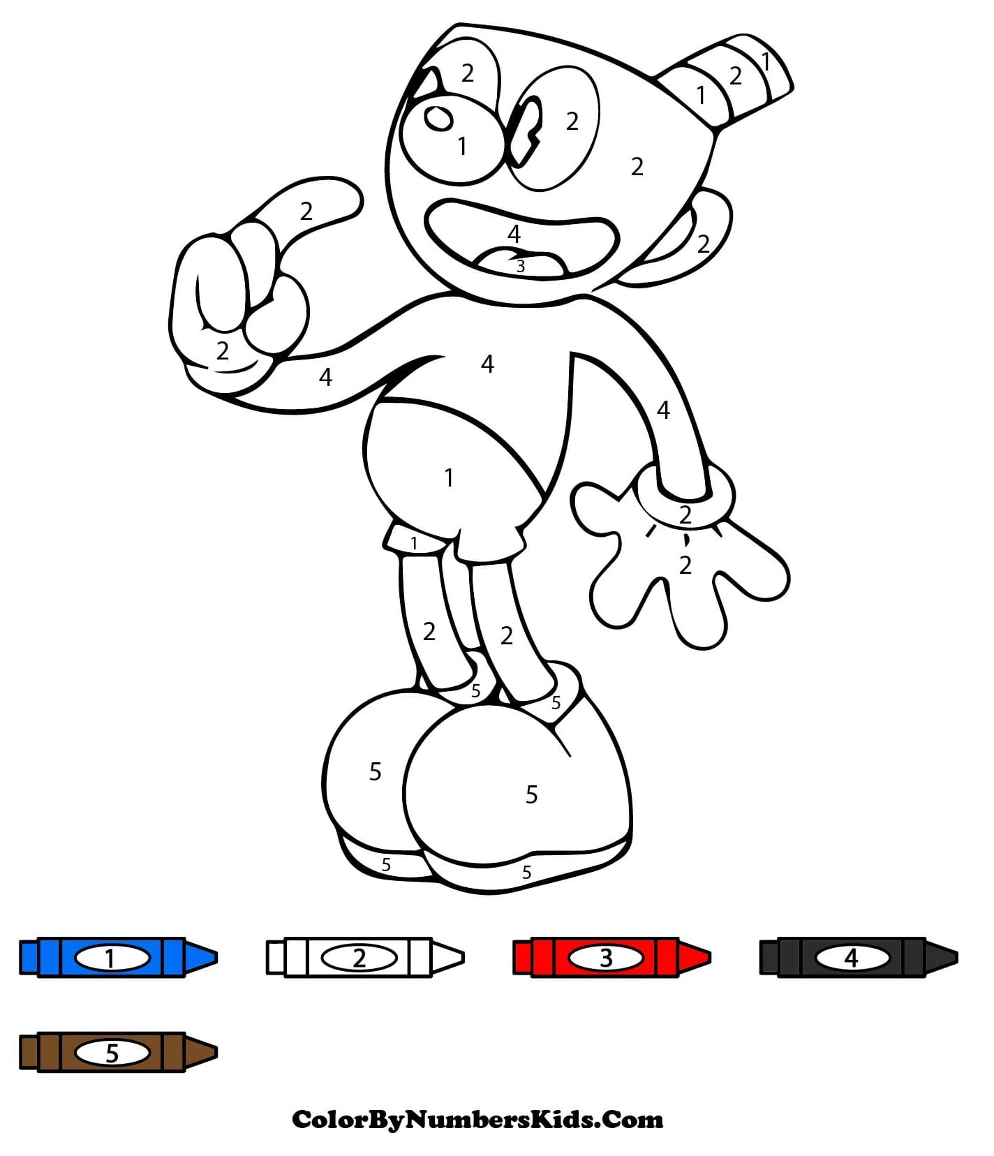 Mugman in Cuphead Color By Number