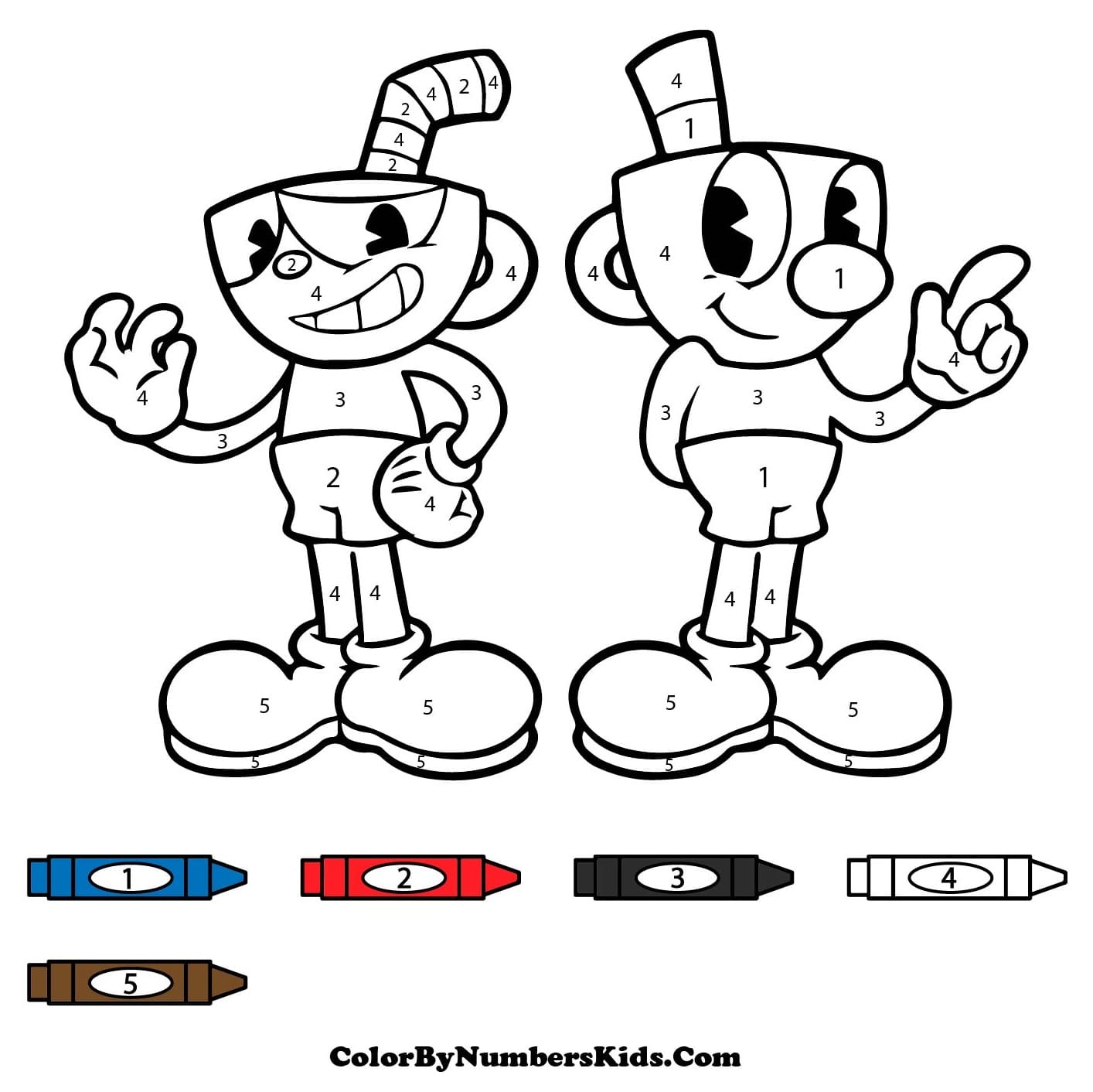 Mugman with Cuphead Color By Number