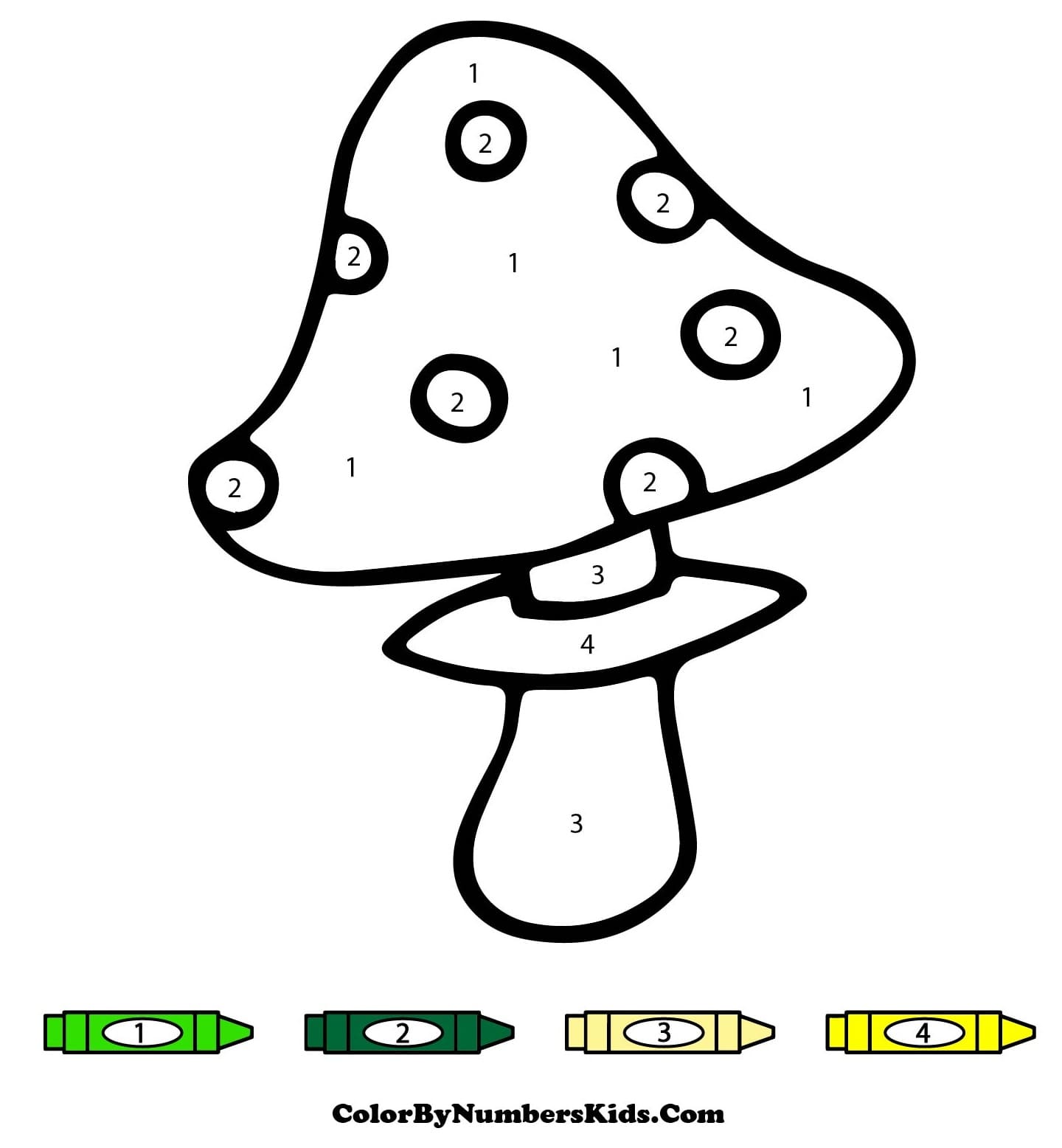 Mushroom Color By Number For Kid