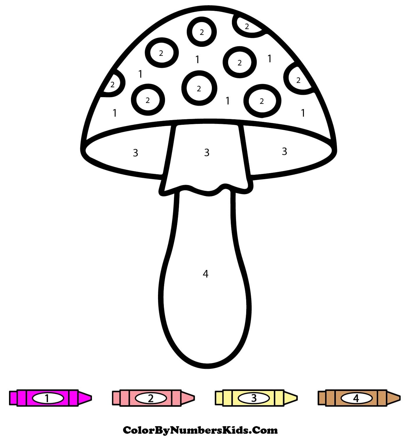 Mushroom Color By Number Sheet