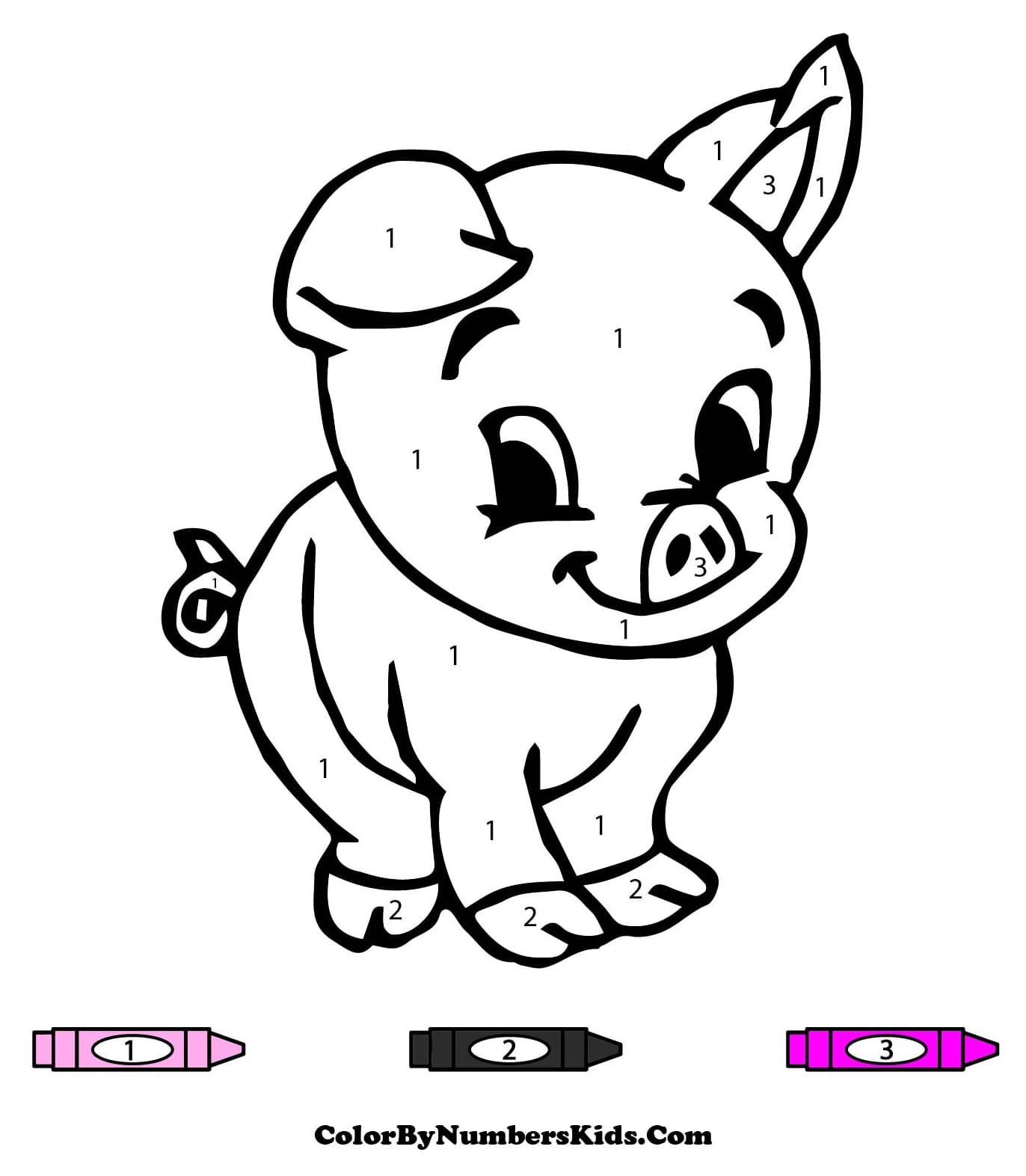 Pig Color By Number For Kids