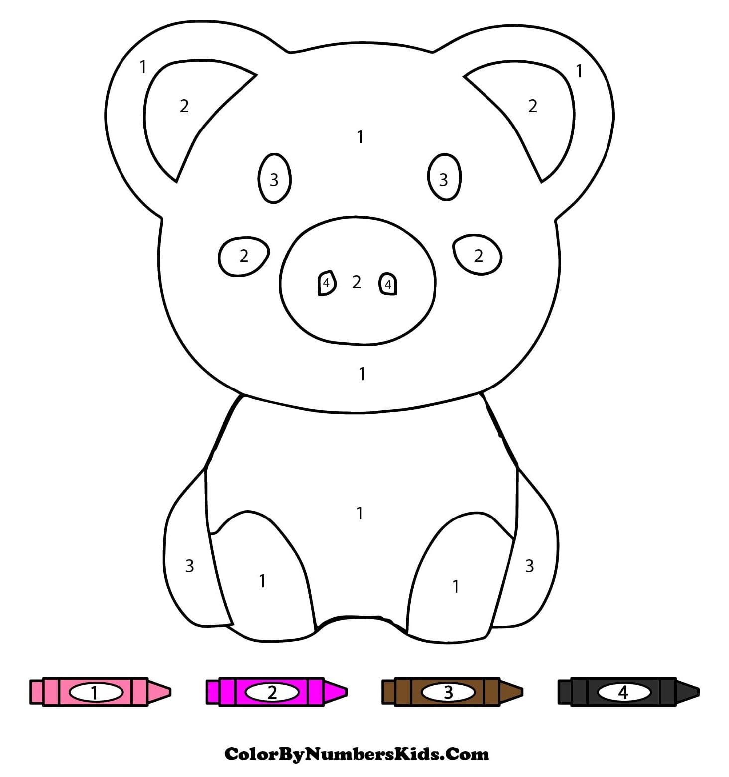 Pig Cute Color By Number