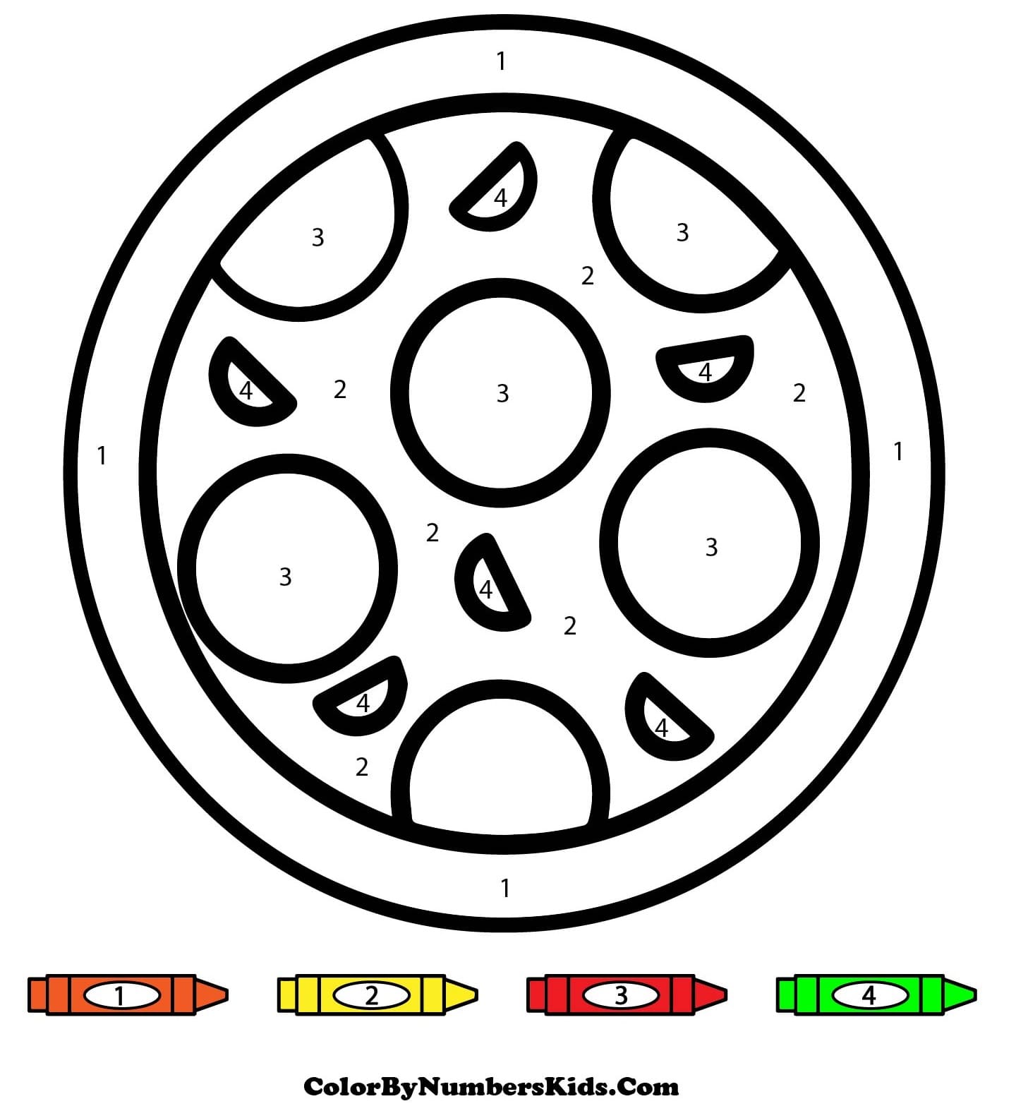 Pizza Color By Number For Kids