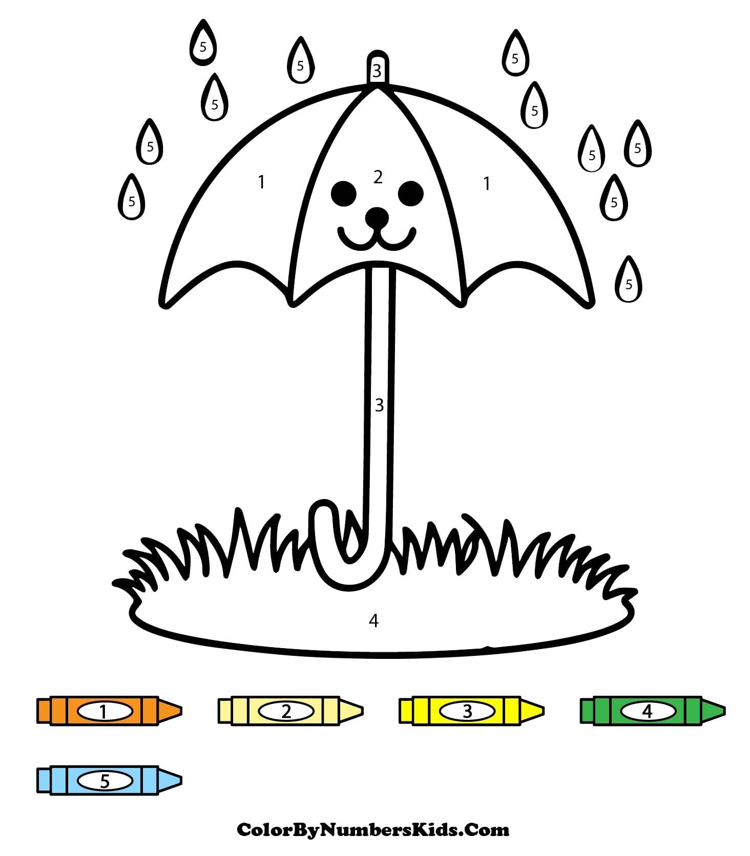 Puppy Umbrella Color By Number
