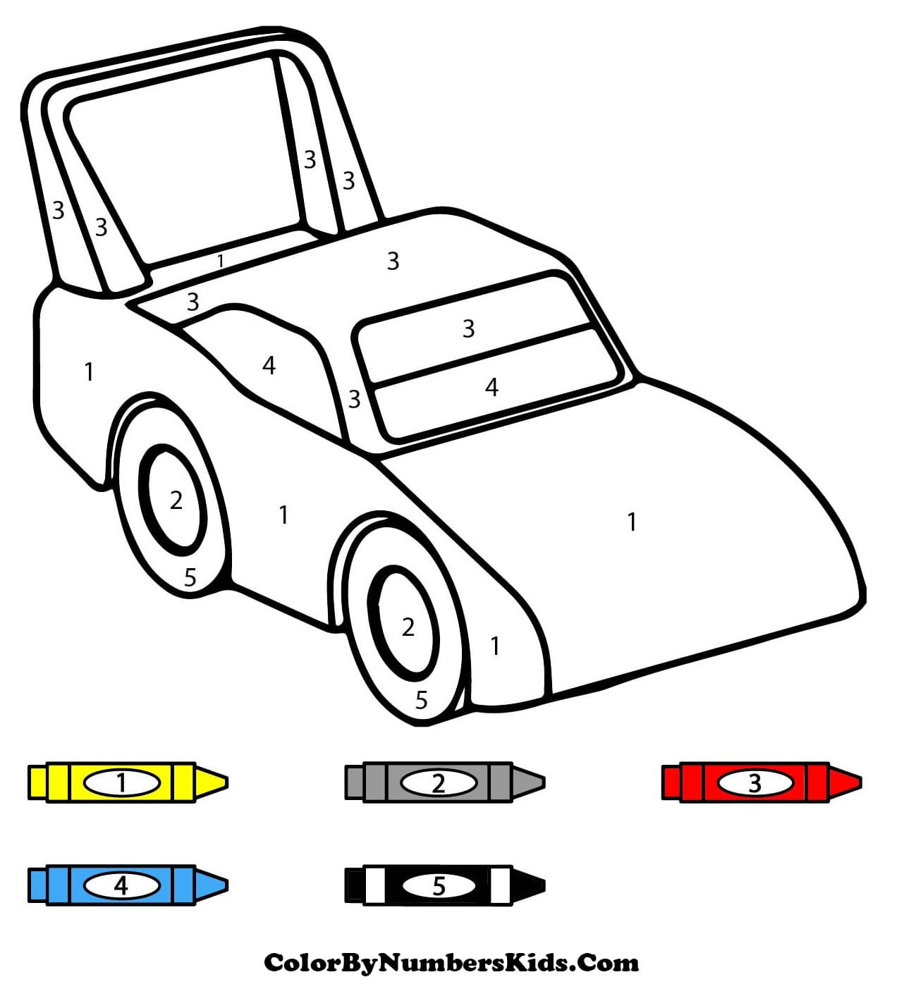 Race Toy Car Color By Number
