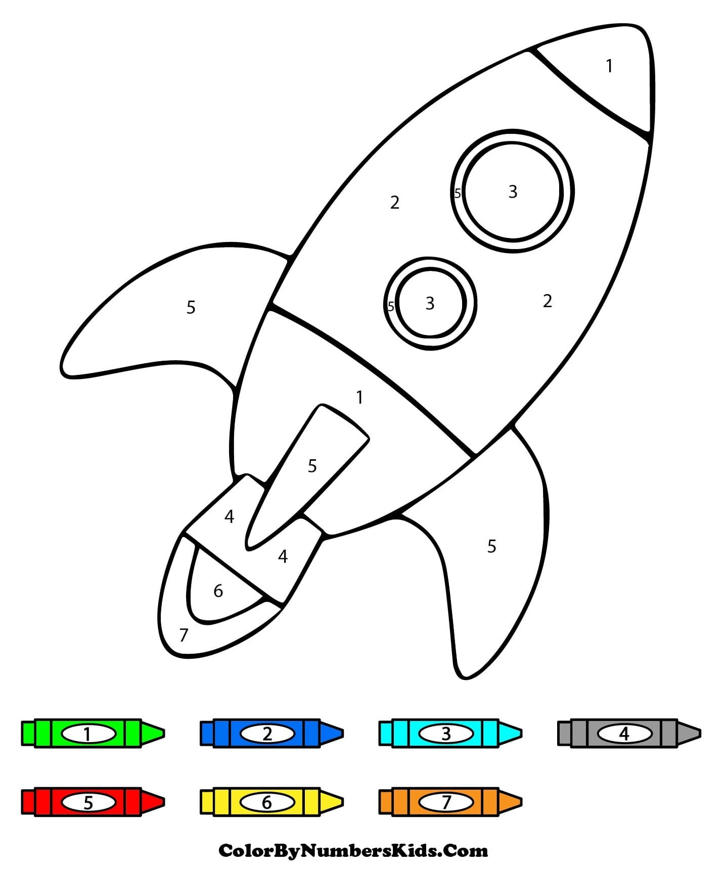 Rocket Cute Color By Number