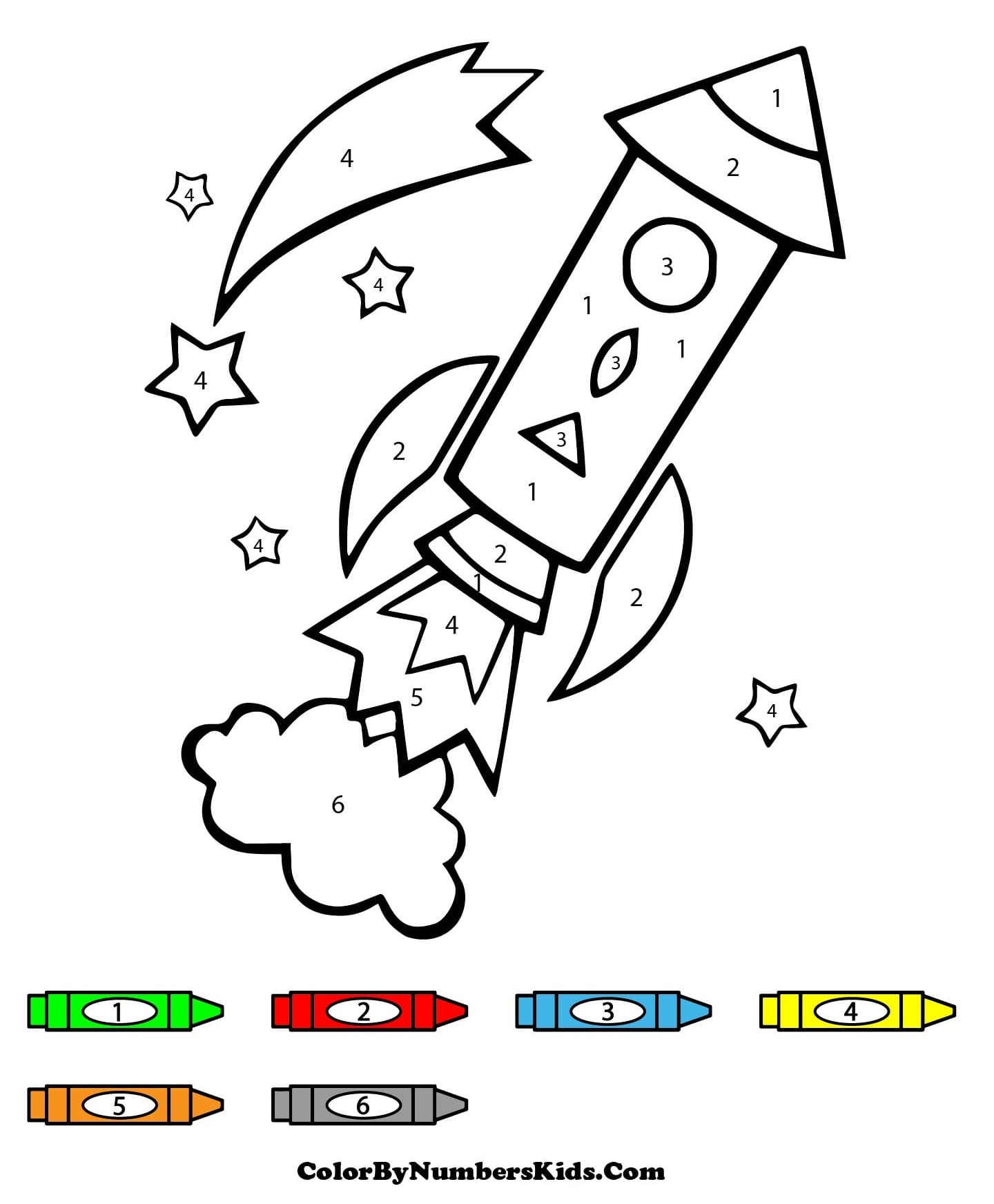 Rocket Ship Color By Number