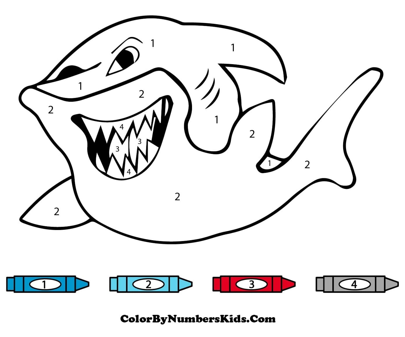 Scary Shark Color By Number