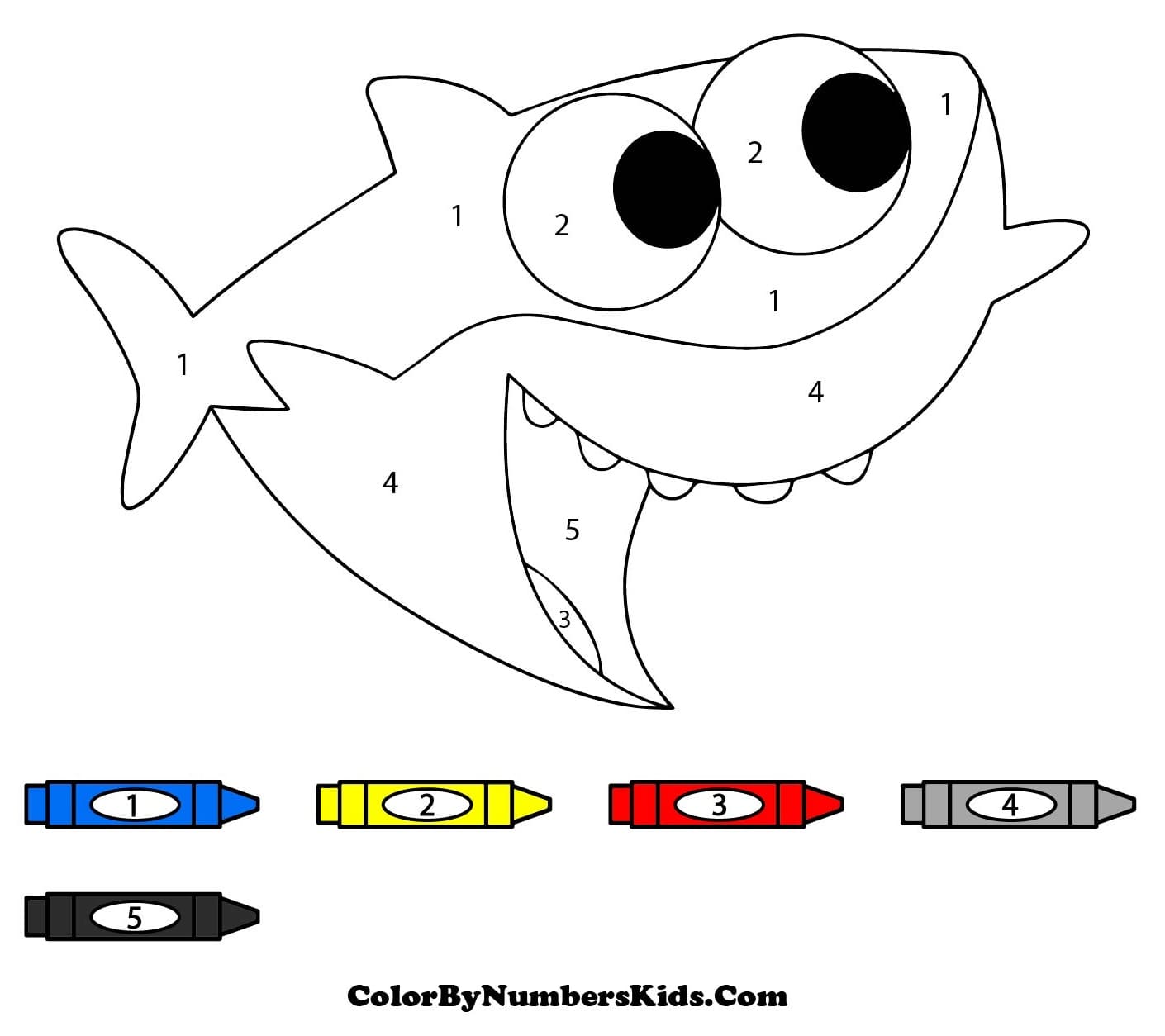 Shark Color By Number For Kids