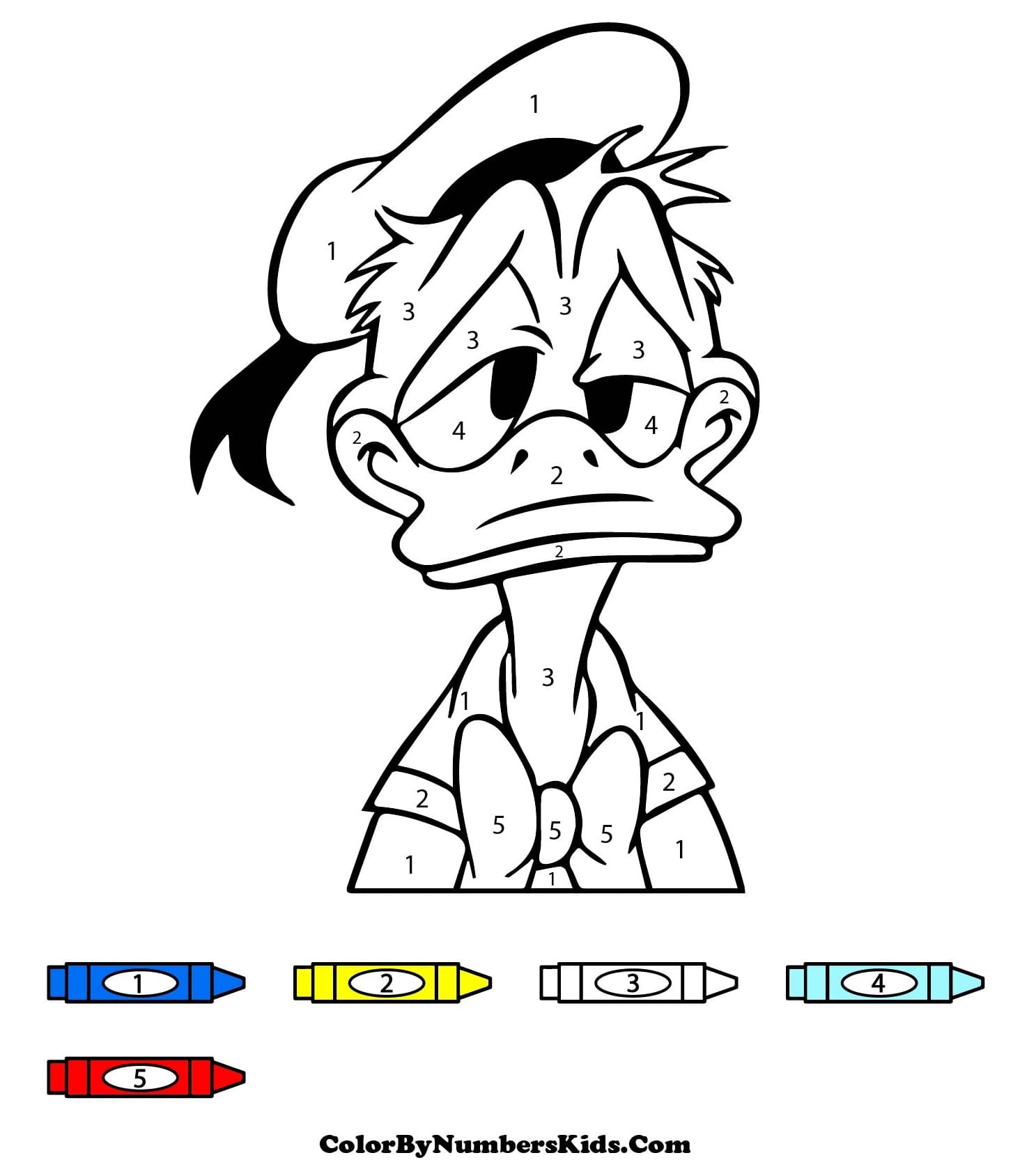 Silly Donald Duck Color By Number