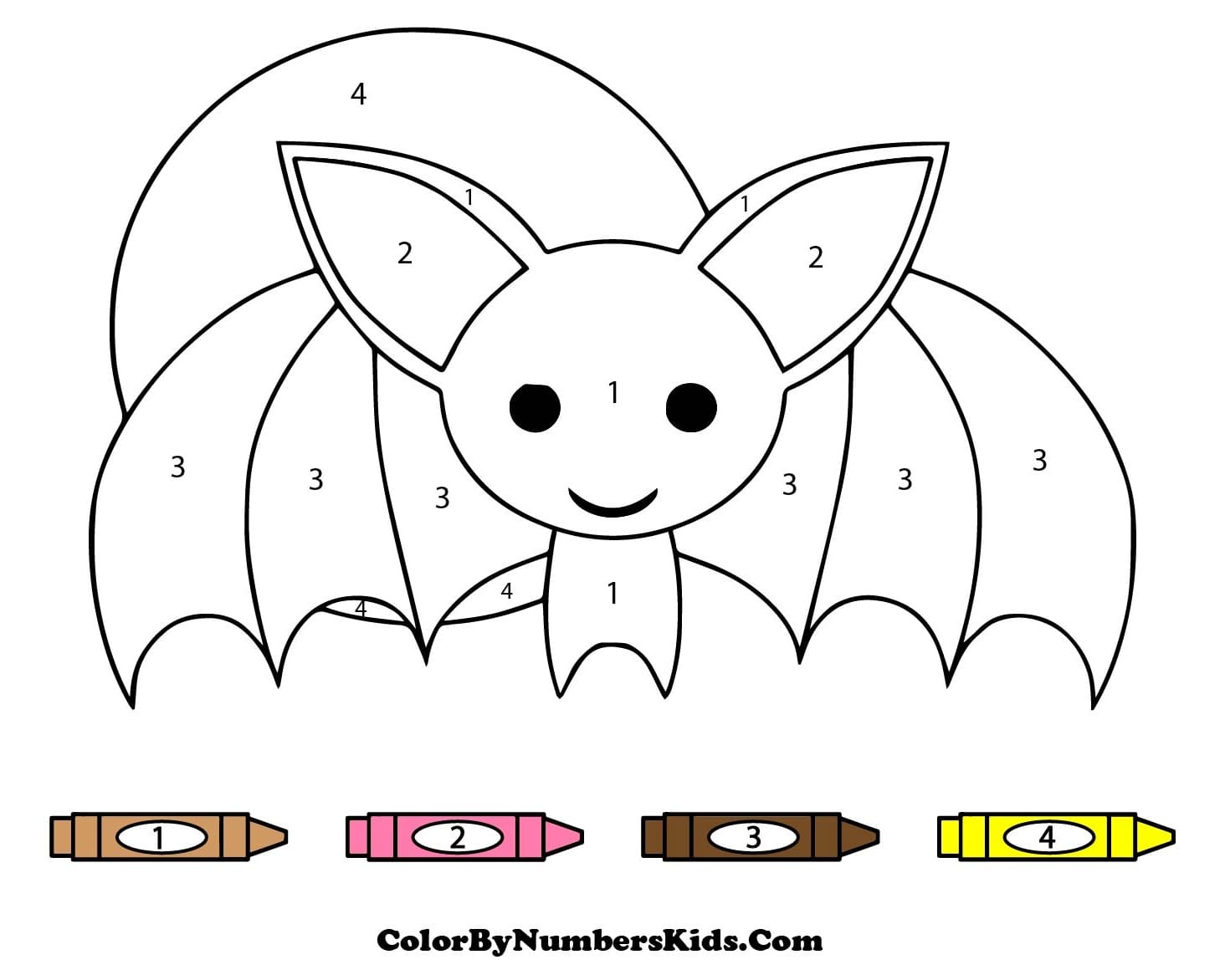 Simple Bat Color By Number