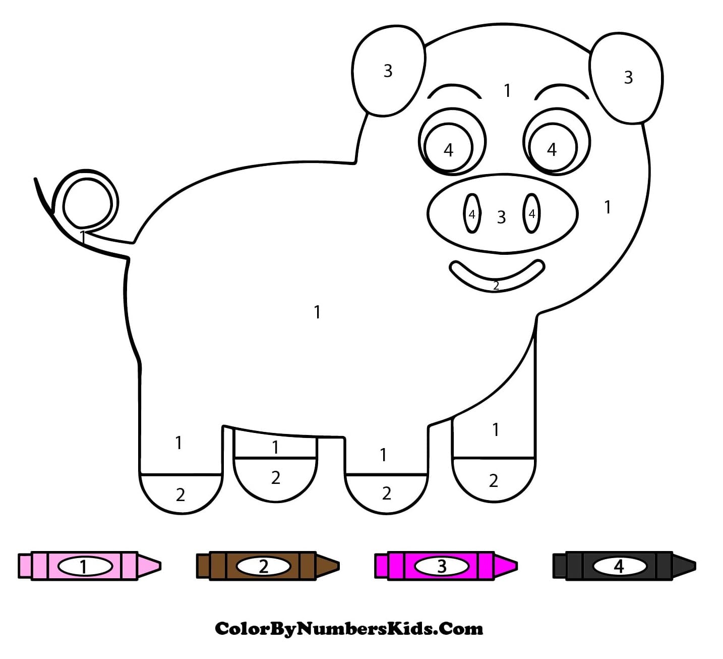 Simple Pig Color By Number