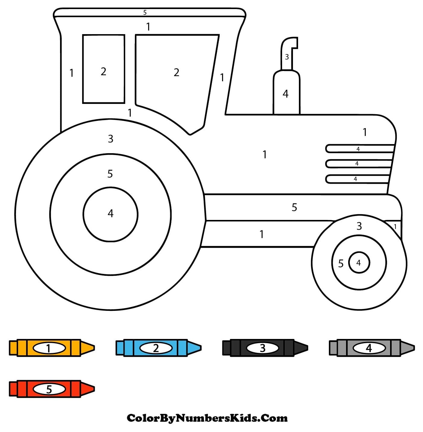 Simple Tractor Color By Numbers