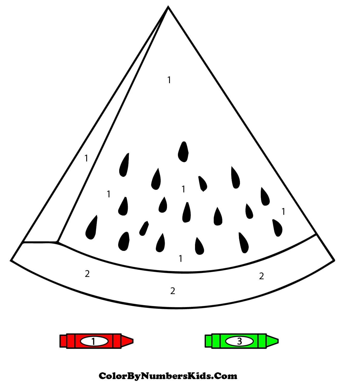 Simple Watermelon Color By Number