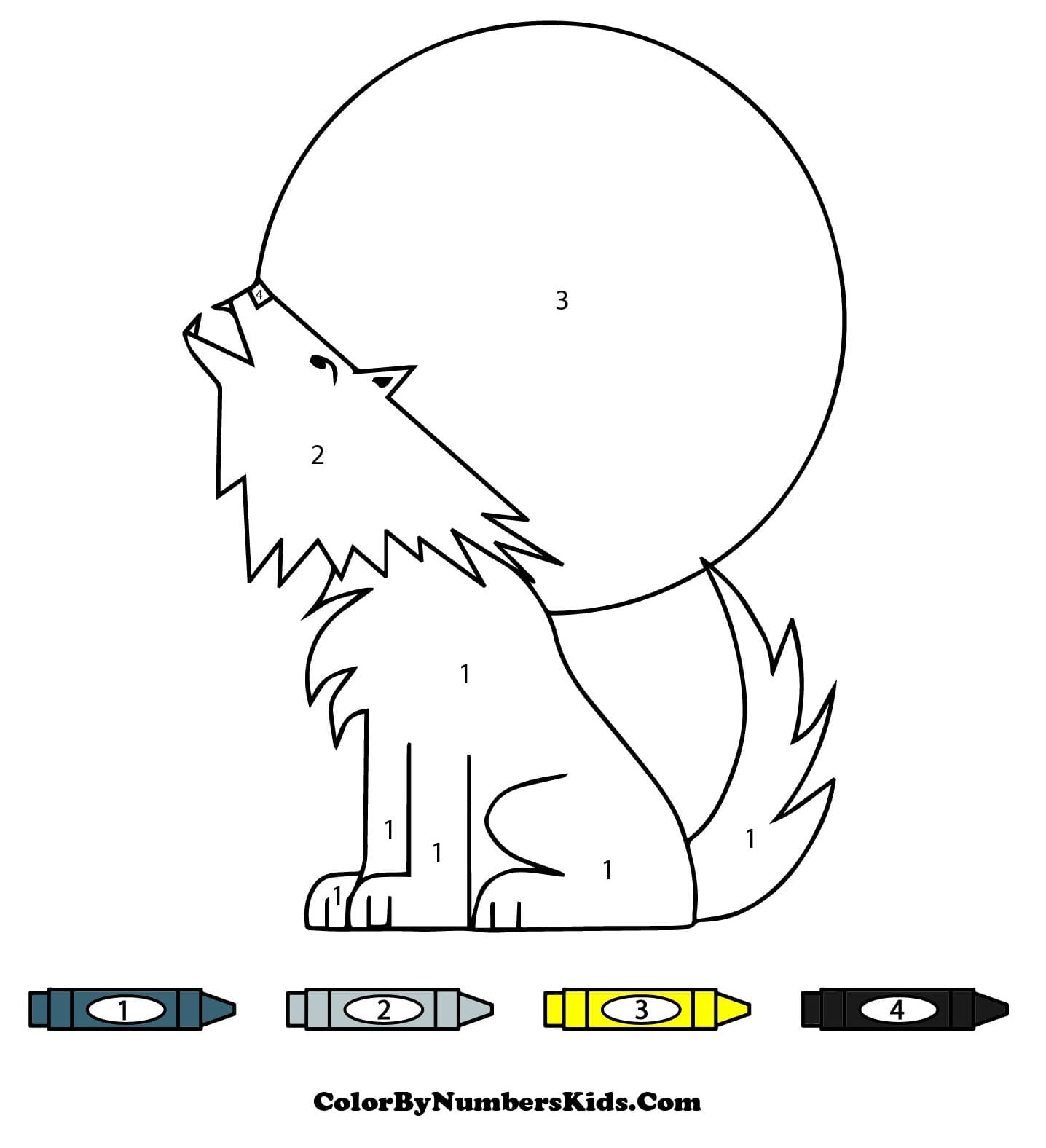 Simple Wolf Color by Number