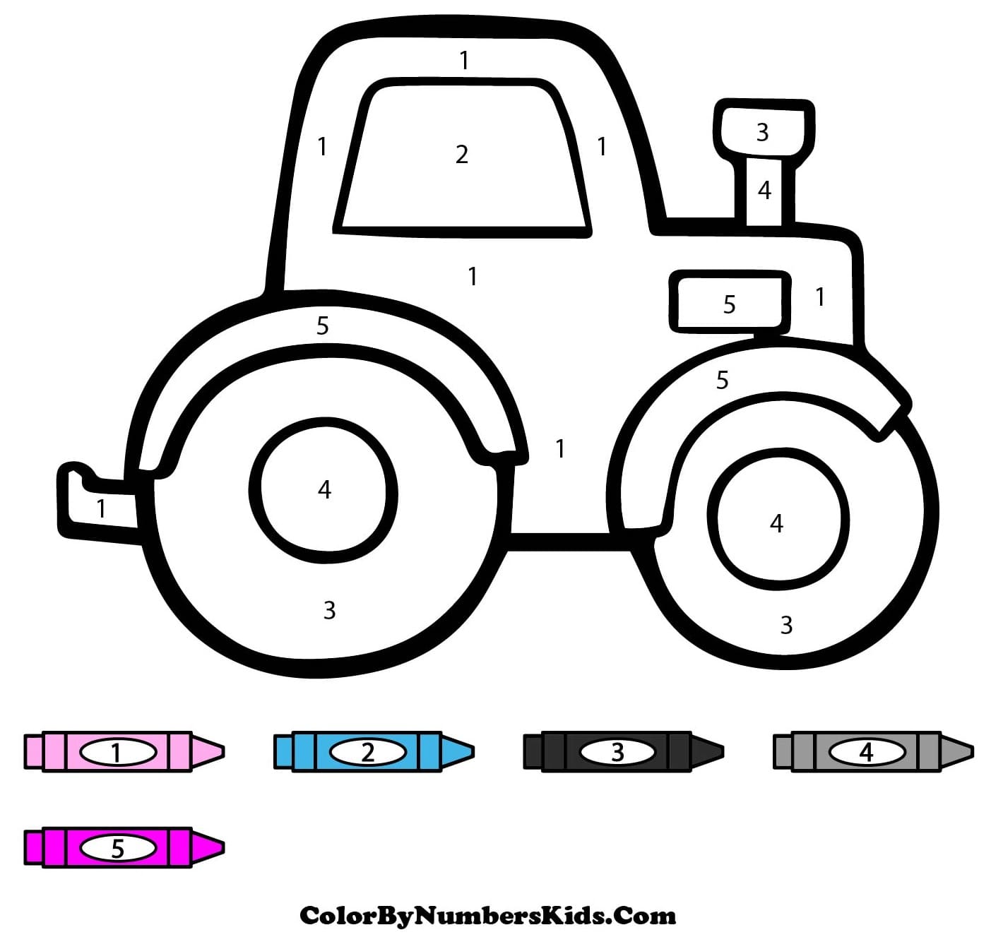 Small Tractor Color By Number