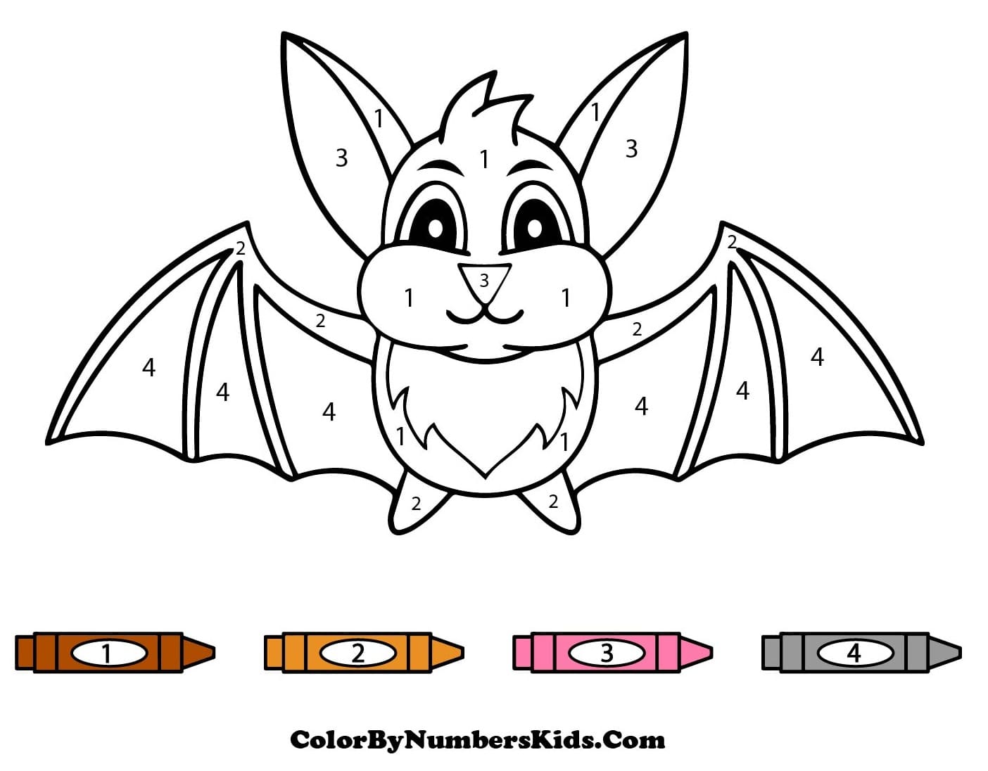 Smiling Bat Color By Number