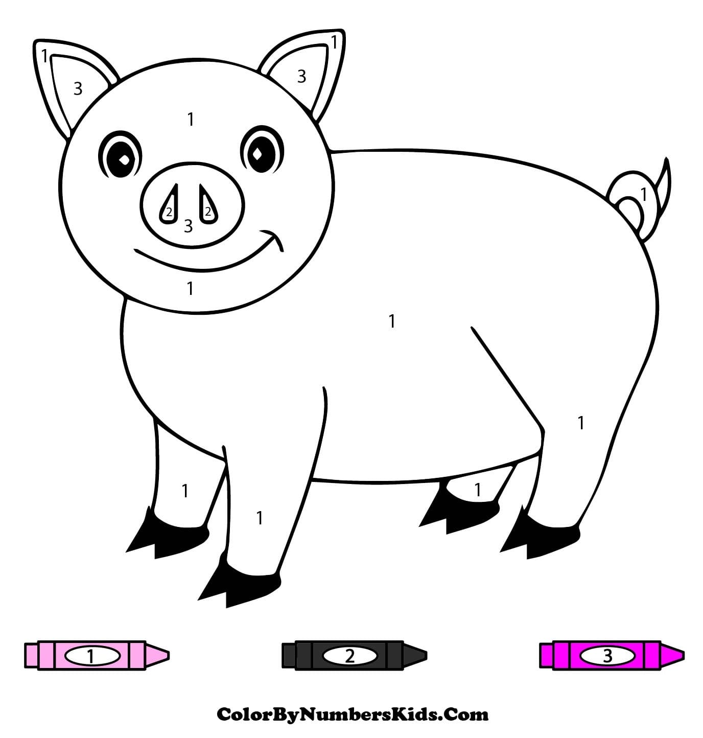 Smiling Pig Color By Number