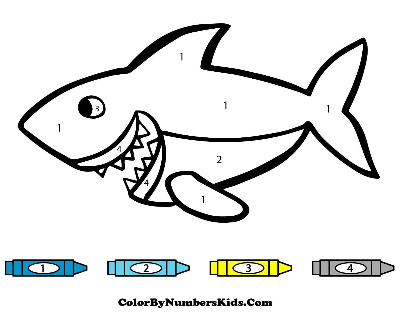 Smiling Shark Color By Number