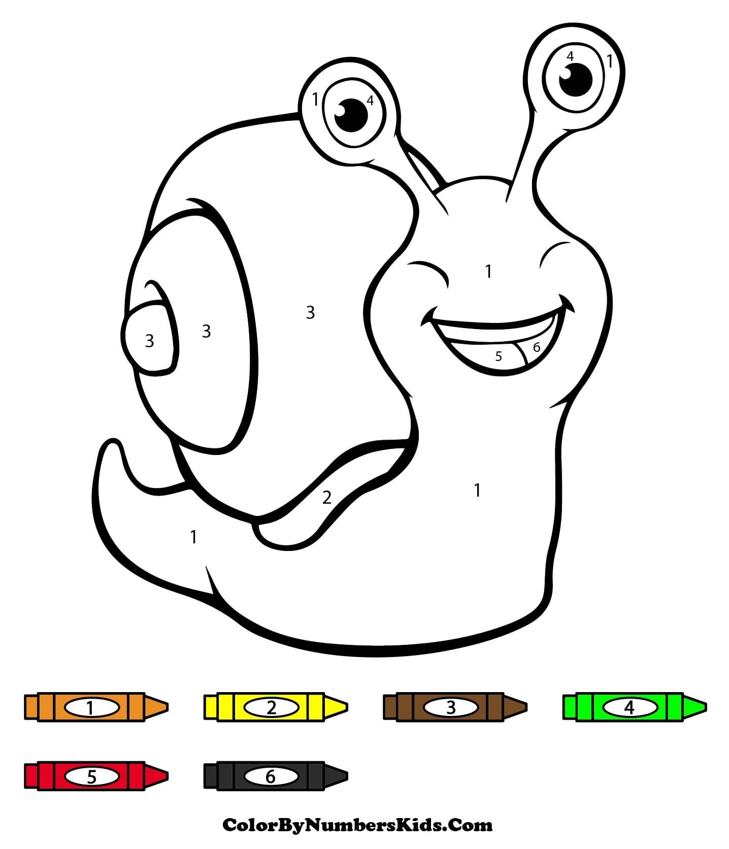 Smiling Snail Color By Number