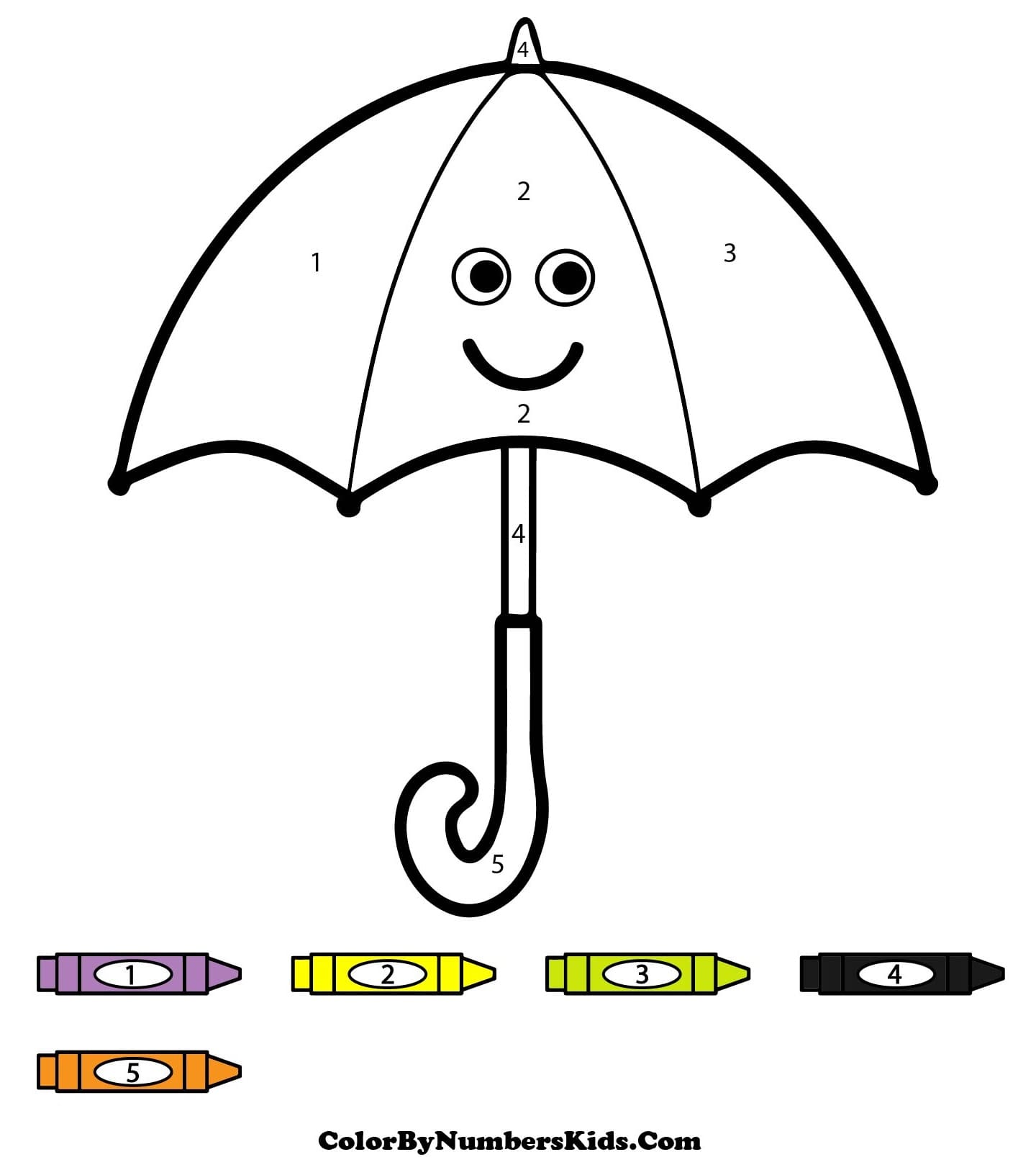Smiling Umbrella Color By Number